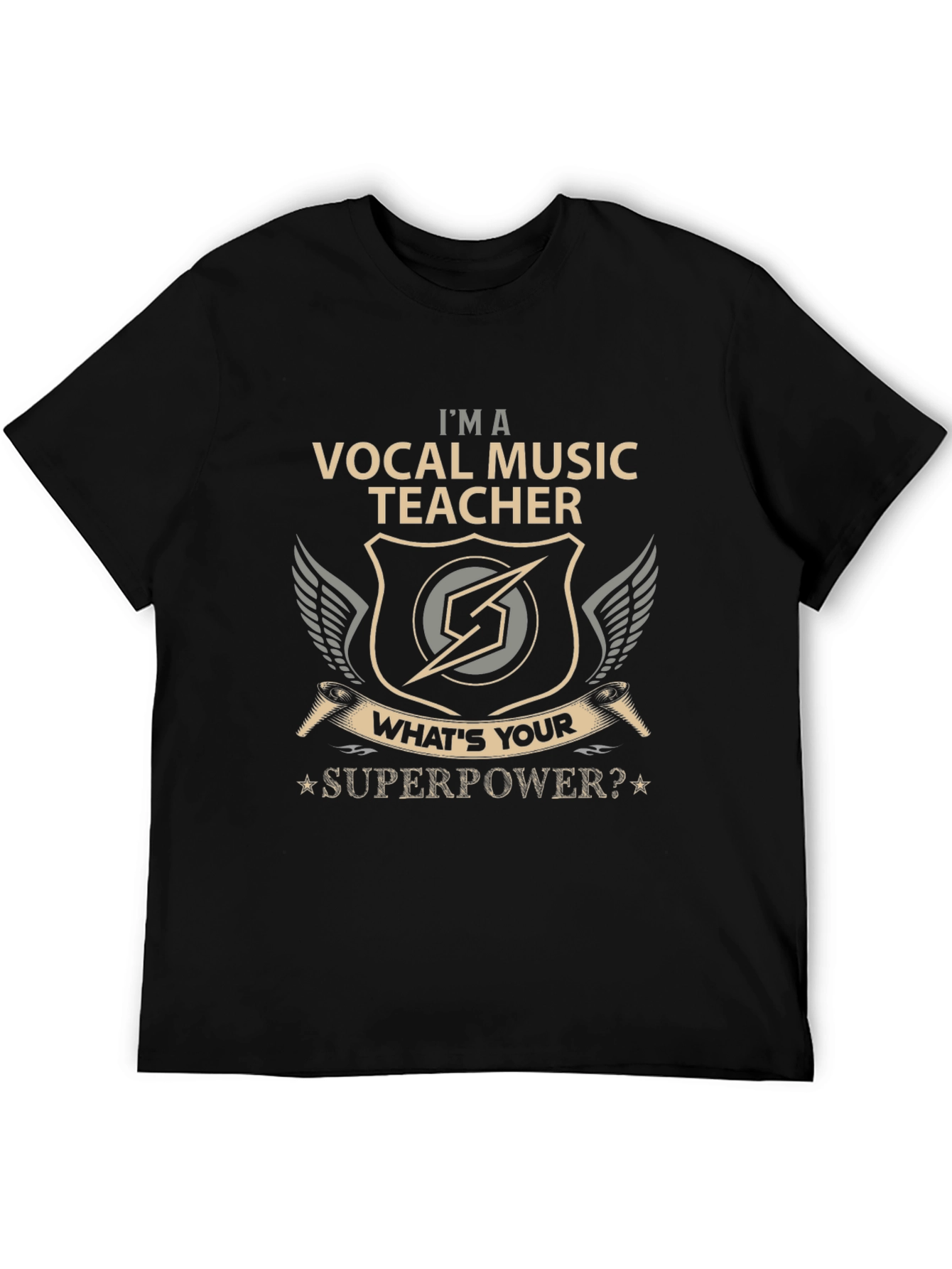 Camiseta Negra Vocal Music Teacher Superpower
