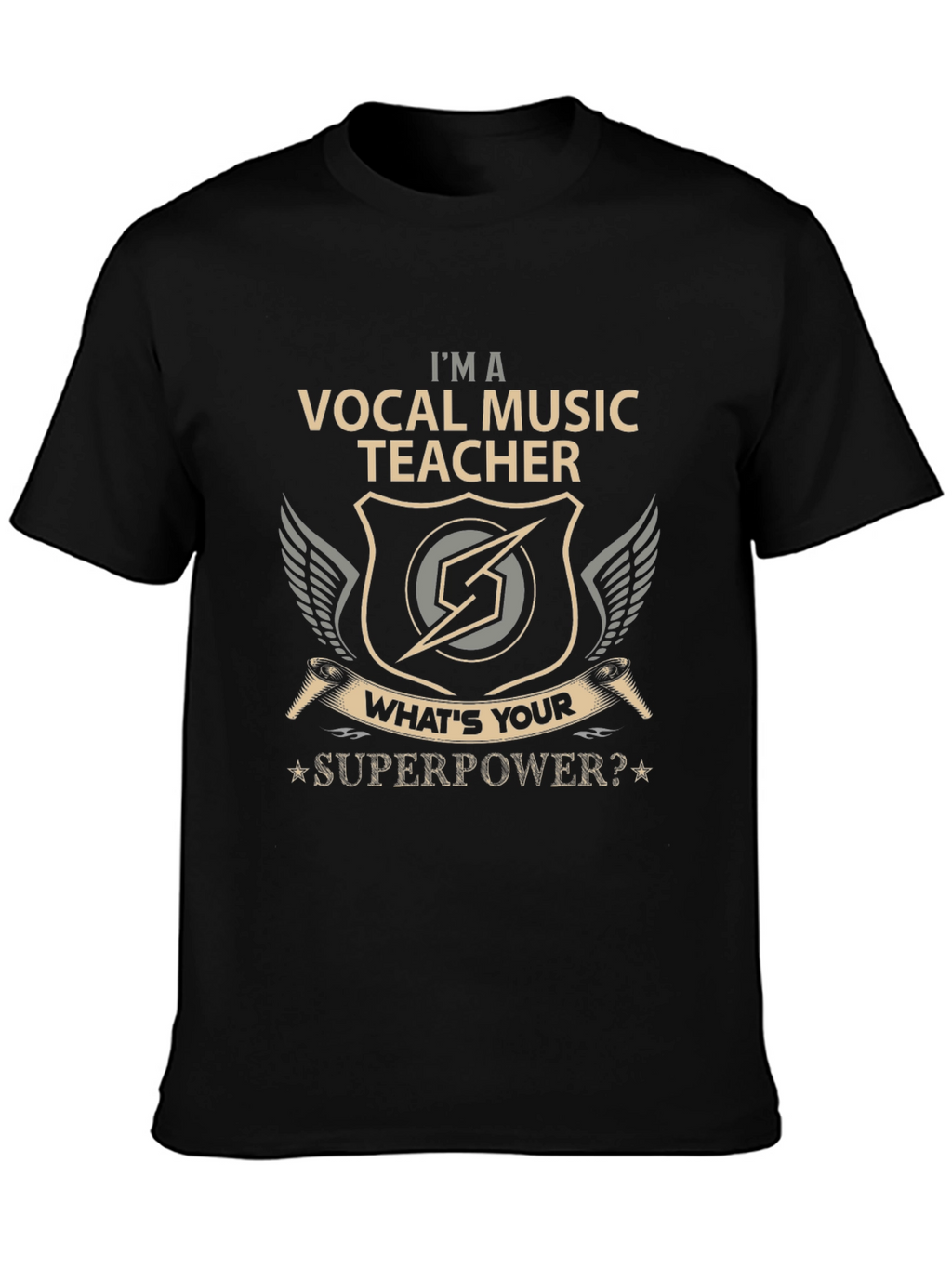 Camiseta Negra Vocal Music Teacher Superpower