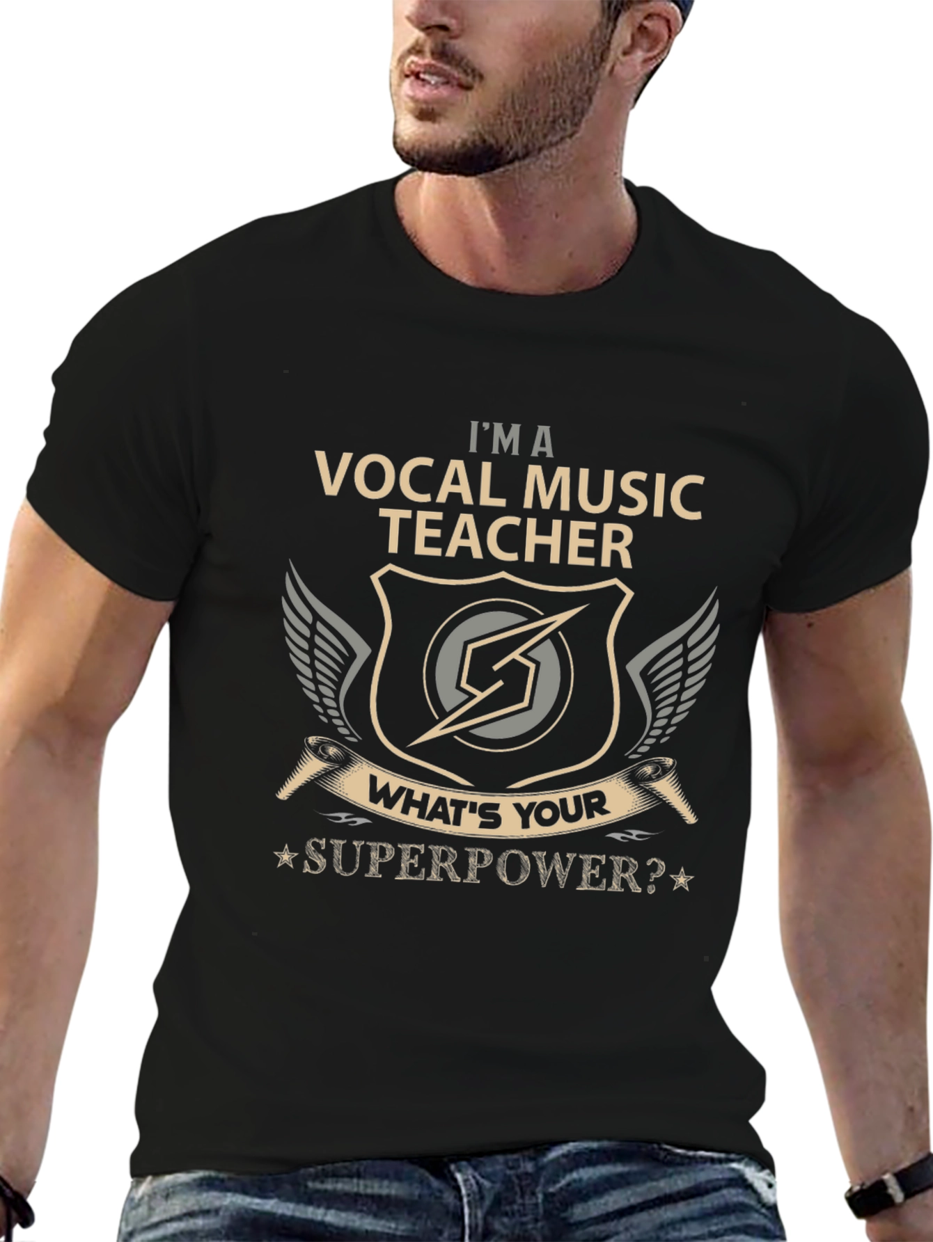 Camiseta Negra Vocal Music Teacher Superpower