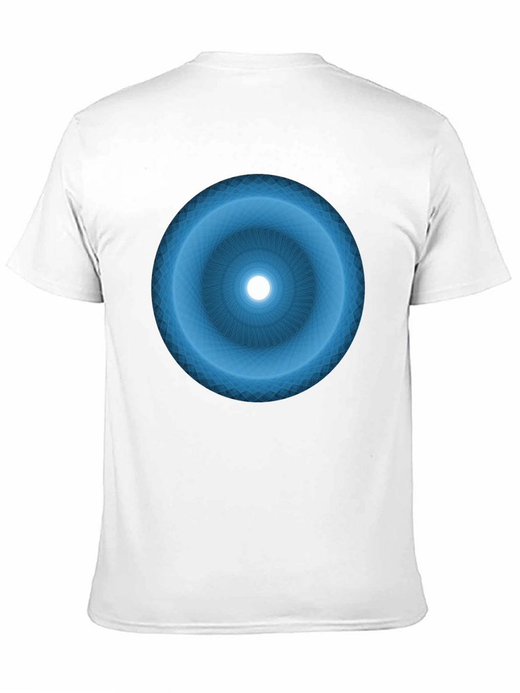 Camiseta Negra con Diseño Circular Azul Abstracto