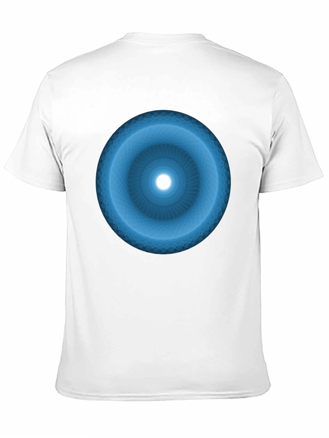 Camiseta Negra con Diseño Circular Azul Abstracto
