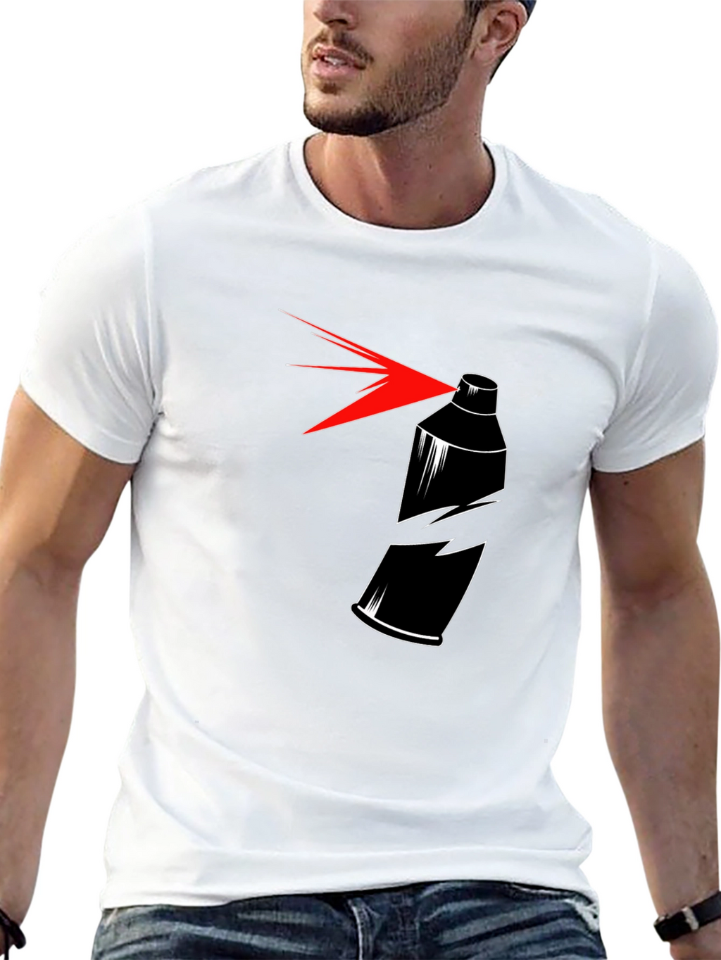 Camiseta Negra con Diseño de Aerosol Roto