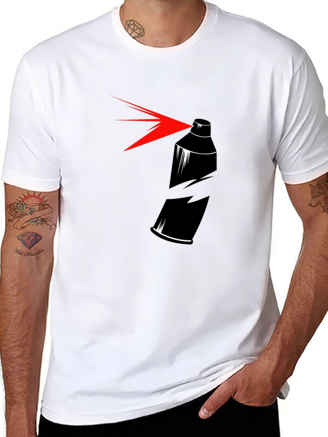 Camiseta Negra con Diseño de Aerosol Roto