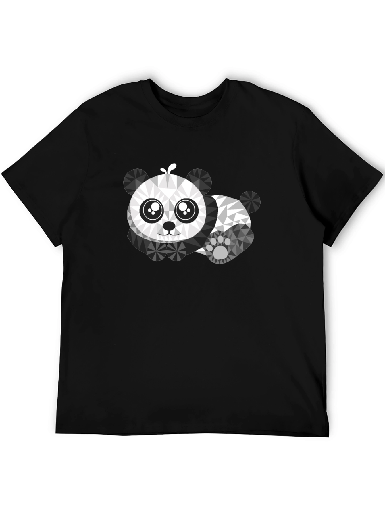 Camiseta Negra con Diseño de Panda Geométrico