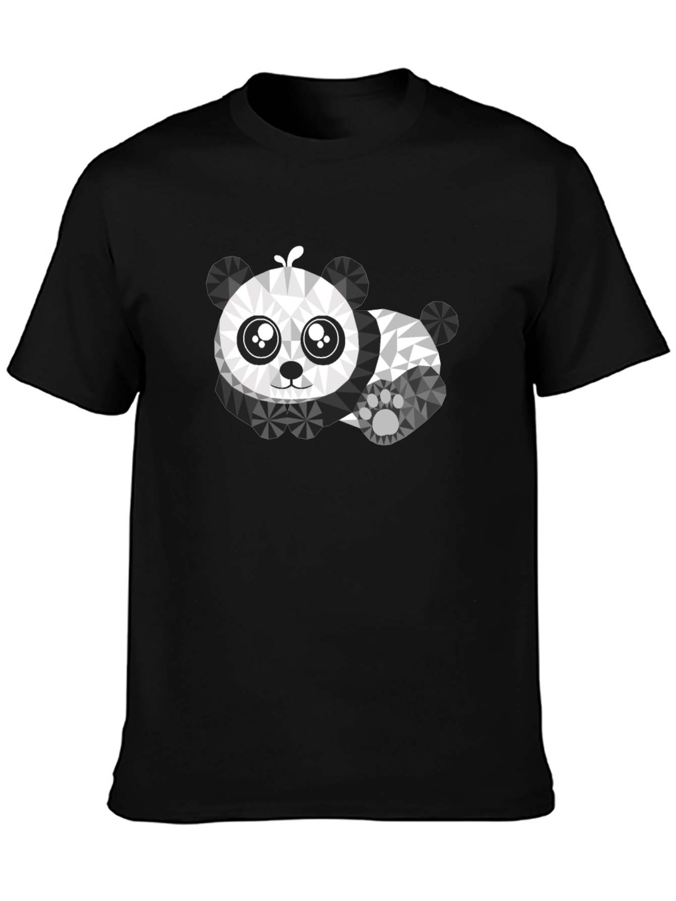 Camiseta Negra con Diseño de Panda Geométrico