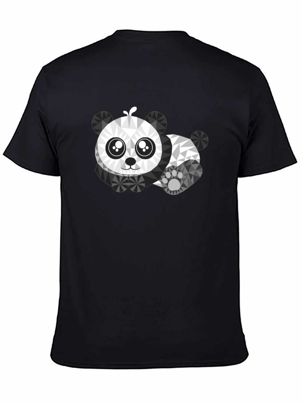 Camiseta Negra con Diseño de Panda Geométrico
