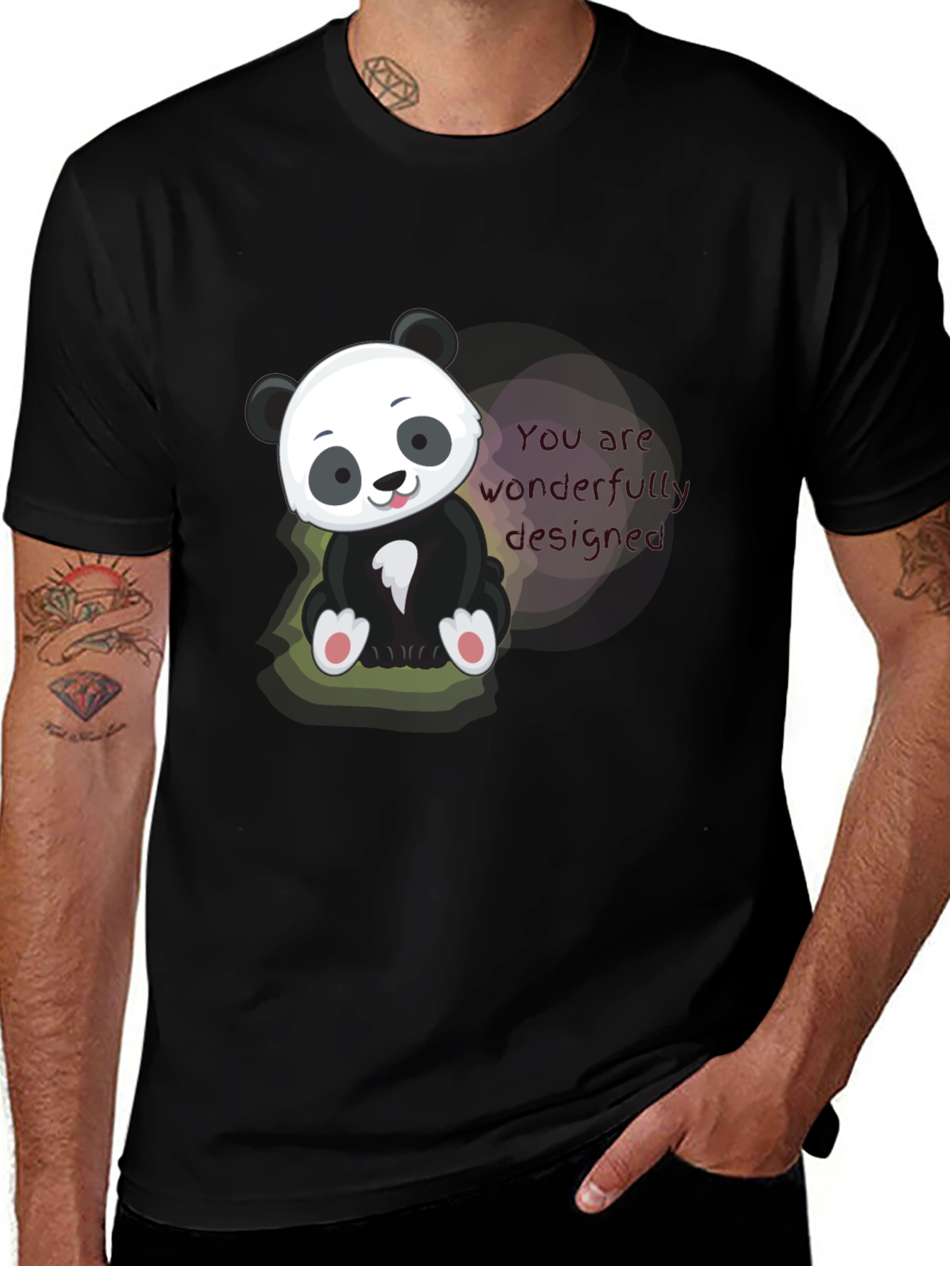Camiseta Negra con Diseño de Panda Adorable