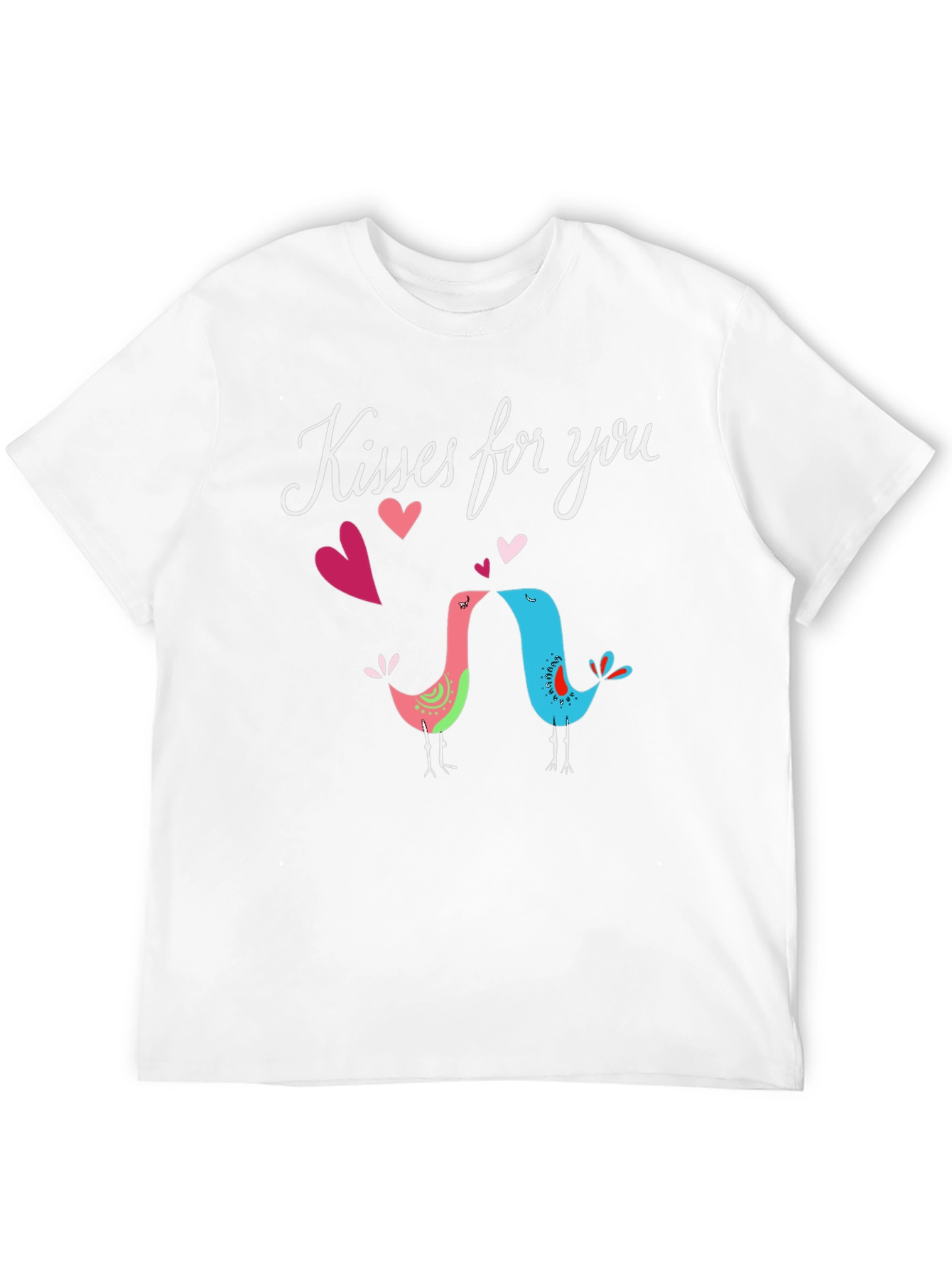 Camiseta Negra Besos para ti con Diseño de Aves