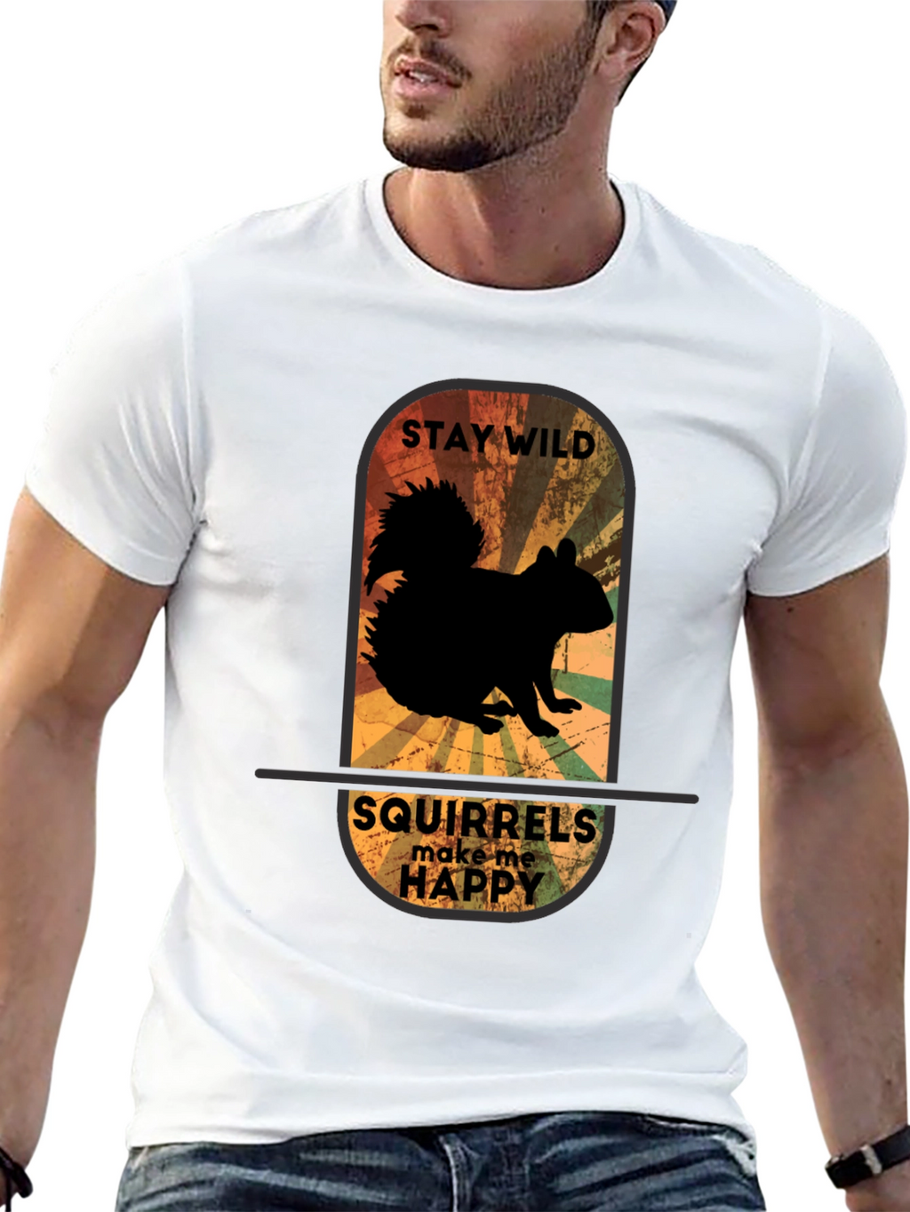 Camiseta Negra Ardillas Me Hacen Feliz