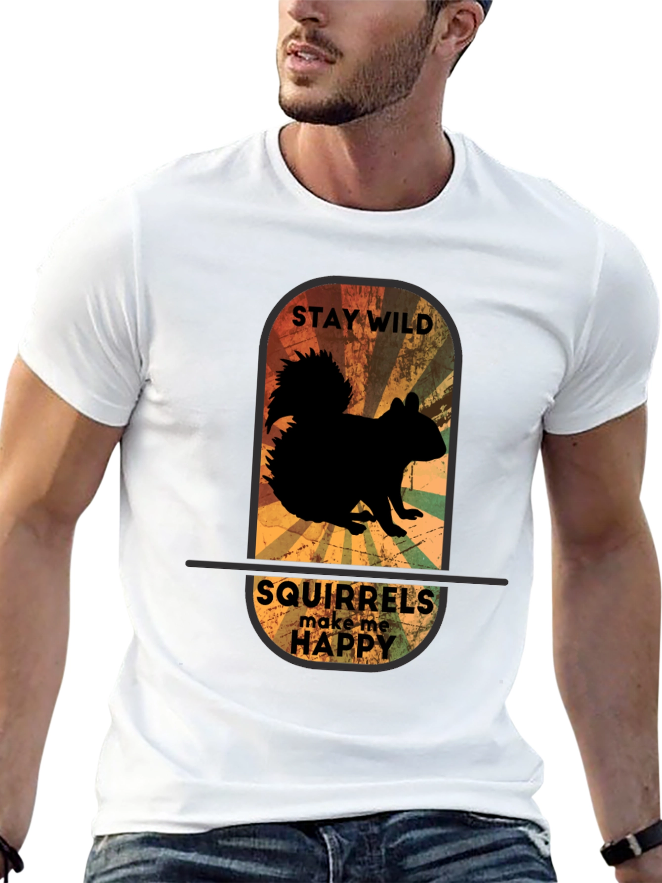 Camiseta Negra Ardillas Me Hacen Feliz