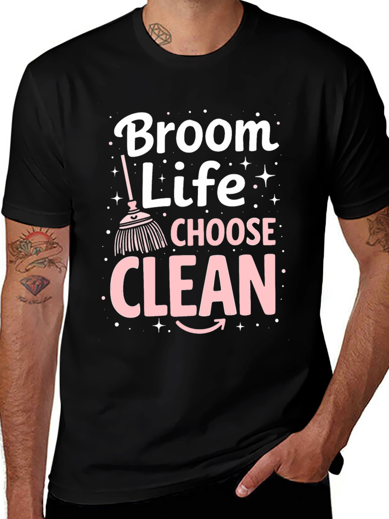 Camiseta Negra Broom Life Choose Clean