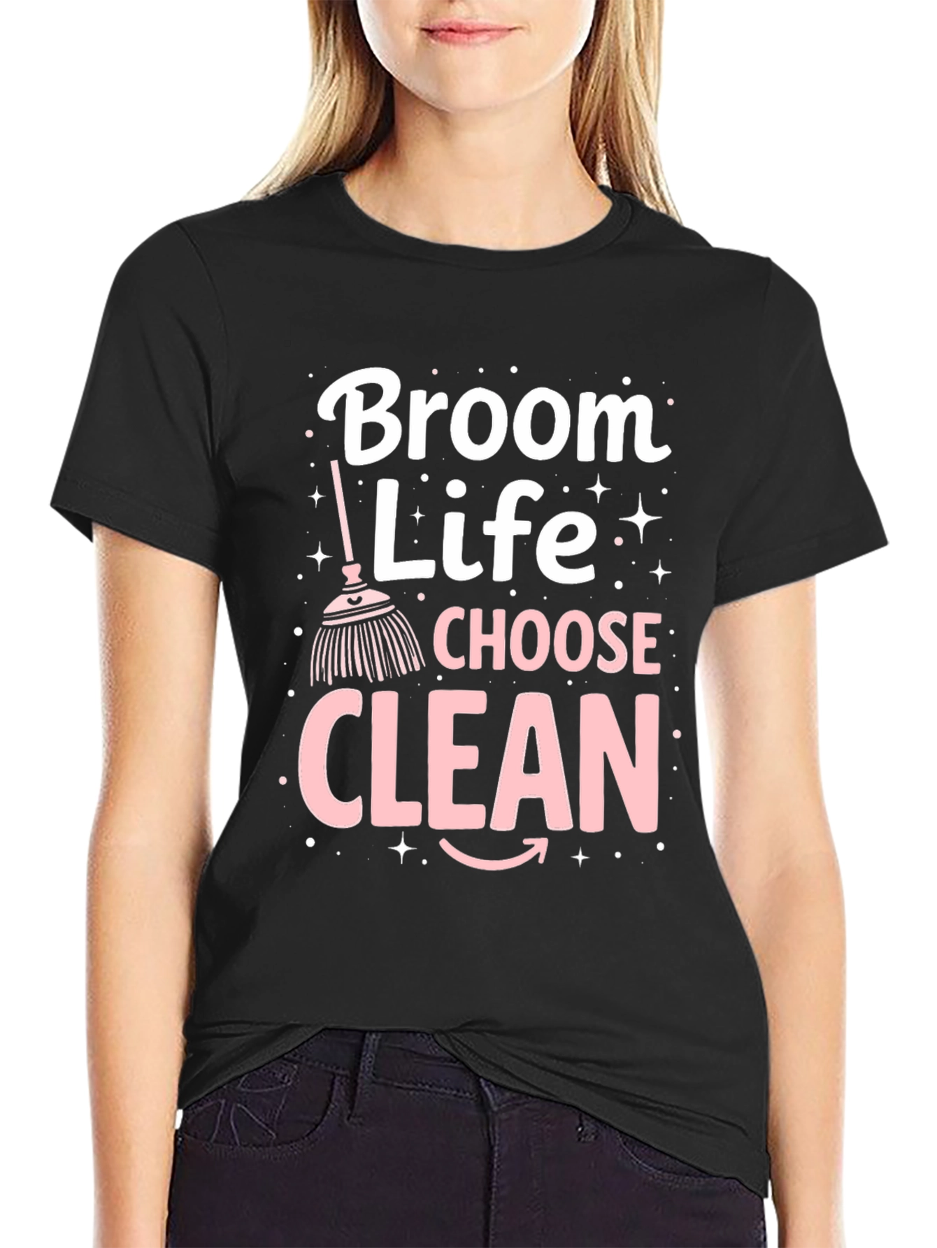 Camiseta Negra Broom Life Choose Clean