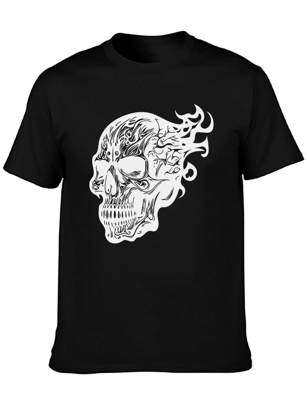 Camiseta Negra con Diseño de Calavera Tribal
