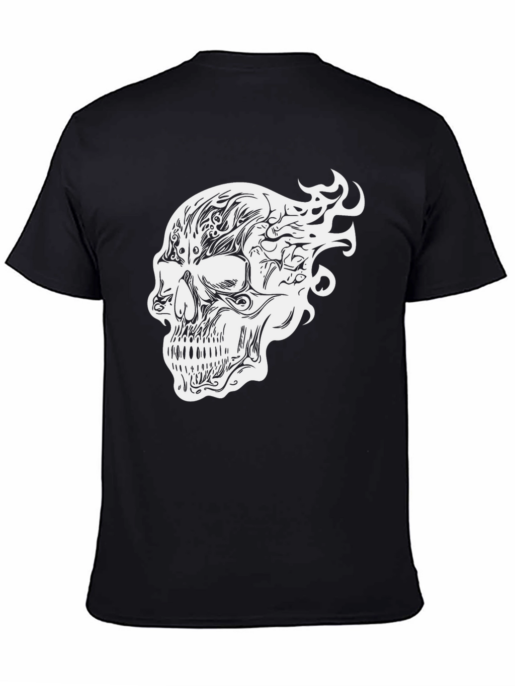 Camiseta Negra con Diseño de Calavera Tribal