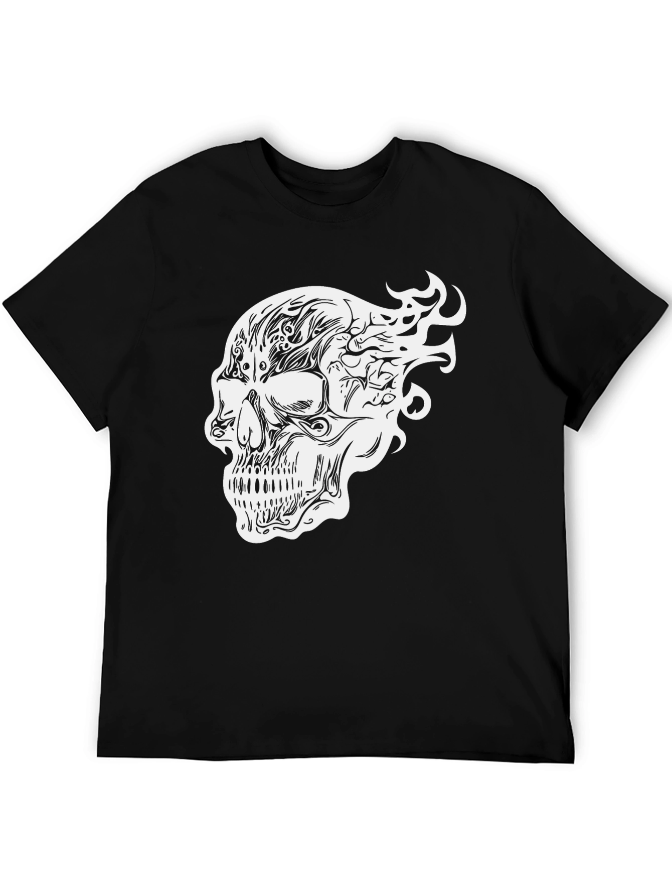 Camiseta Negra con Diseño de Calavera Tribal