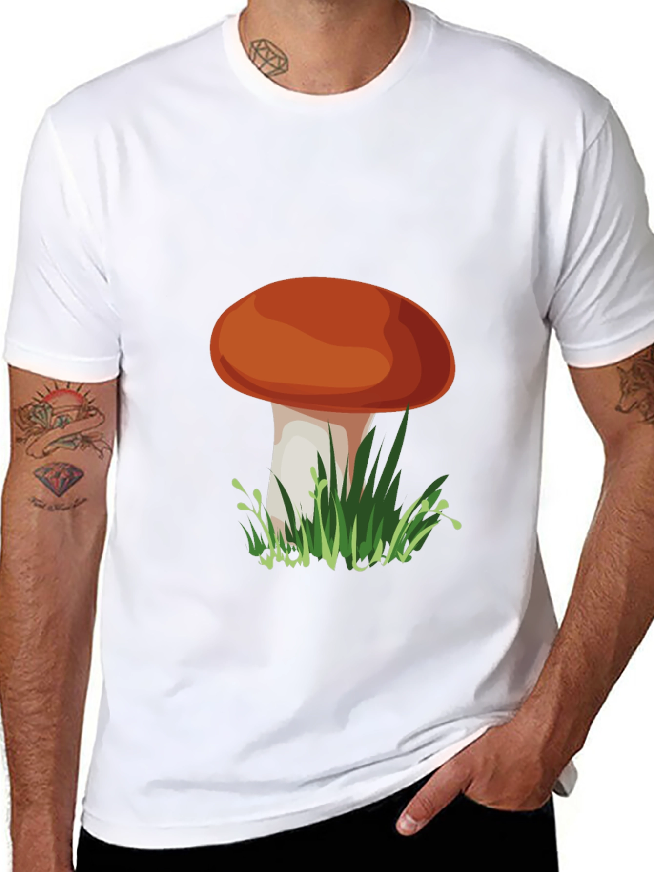 Camiseta Negra con Diseño de Hongo