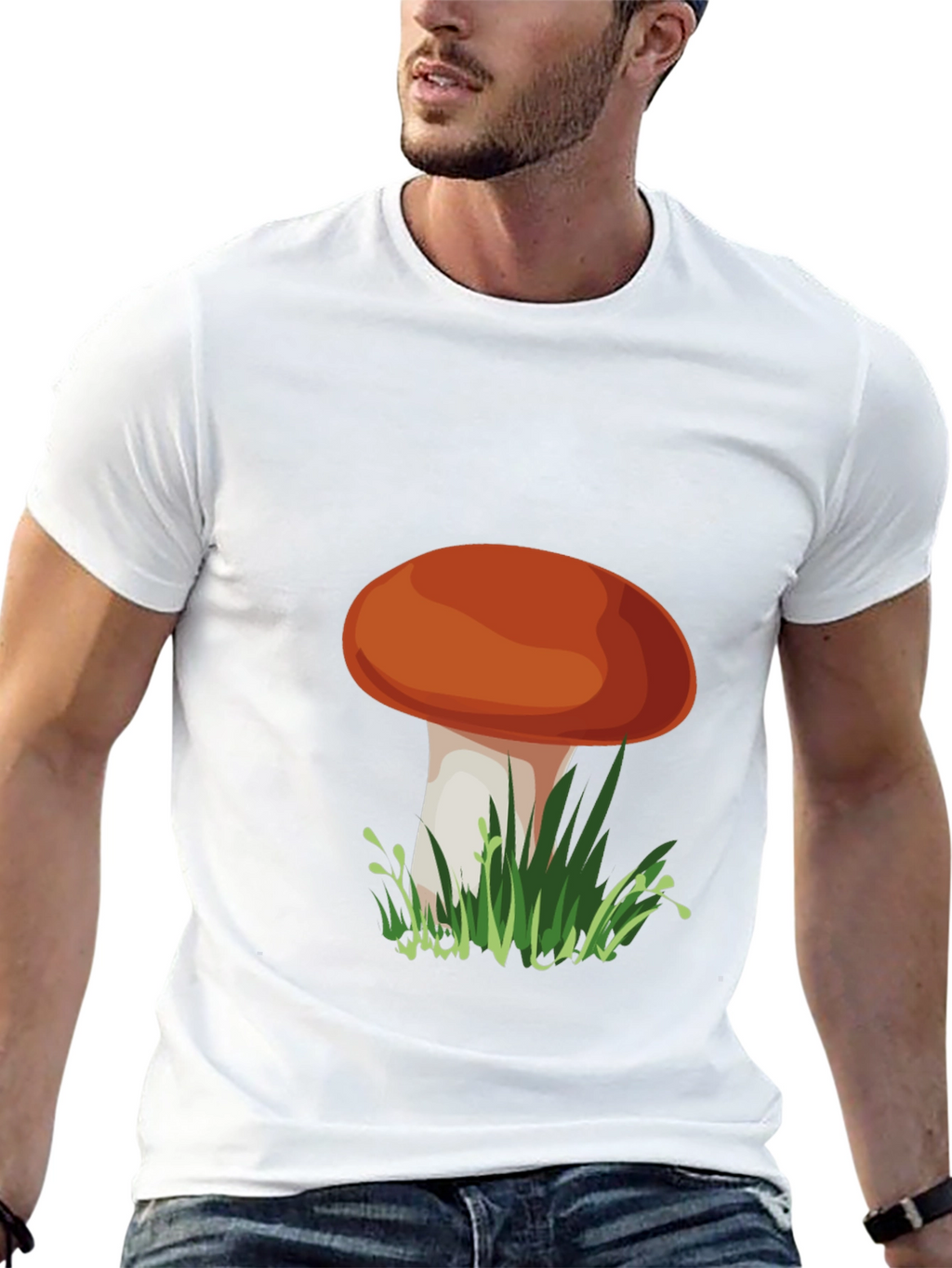 Camiseta Negra con Diseño de Hongo