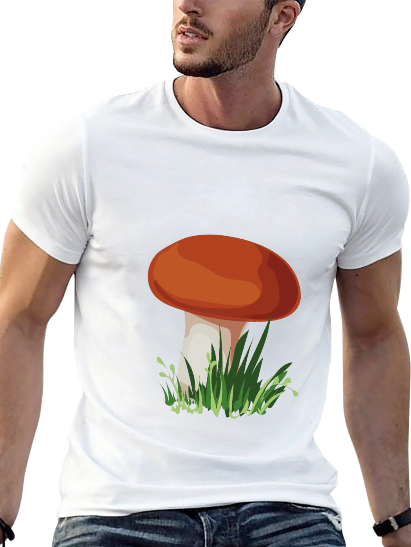 Camiseta Negra con Diseño de Hongo