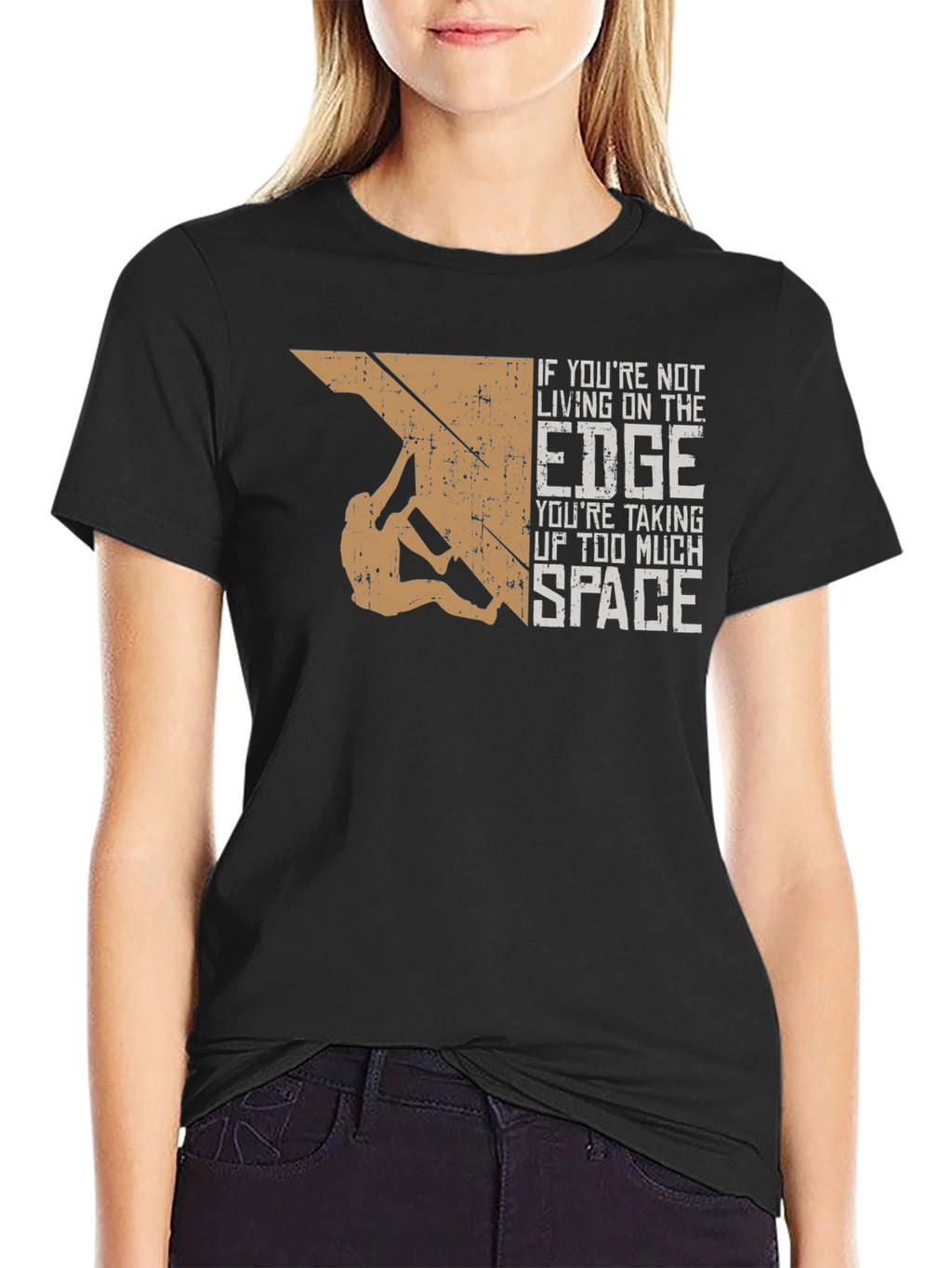 Camiseta Negra con Diseño de Escalada