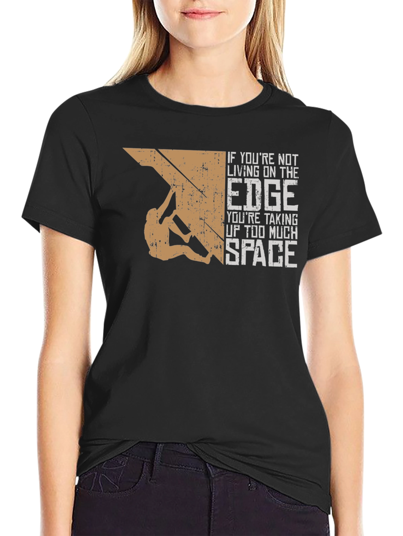 Camiseta Negra con Diseño de Escalada