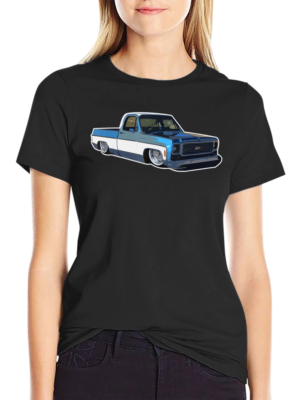 Camiseta Negra con Diseño de Camioneta Clásica