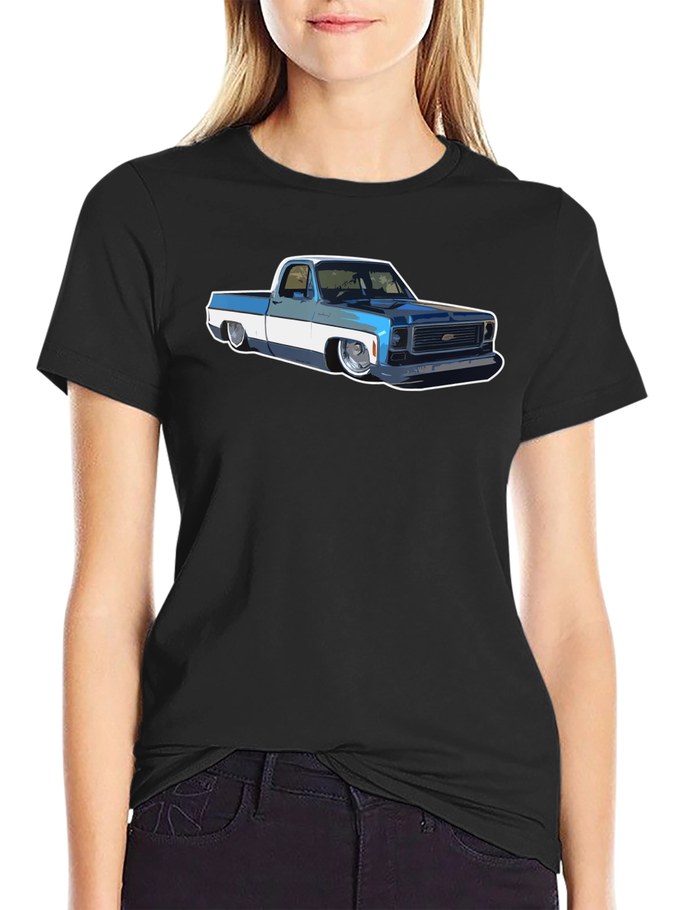 Camiseta Negra con Diseño de Camioneta Clásica