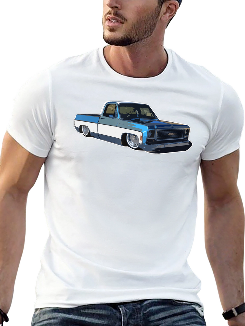 Camiseta Negra con Diseño de Camioneta Clásica