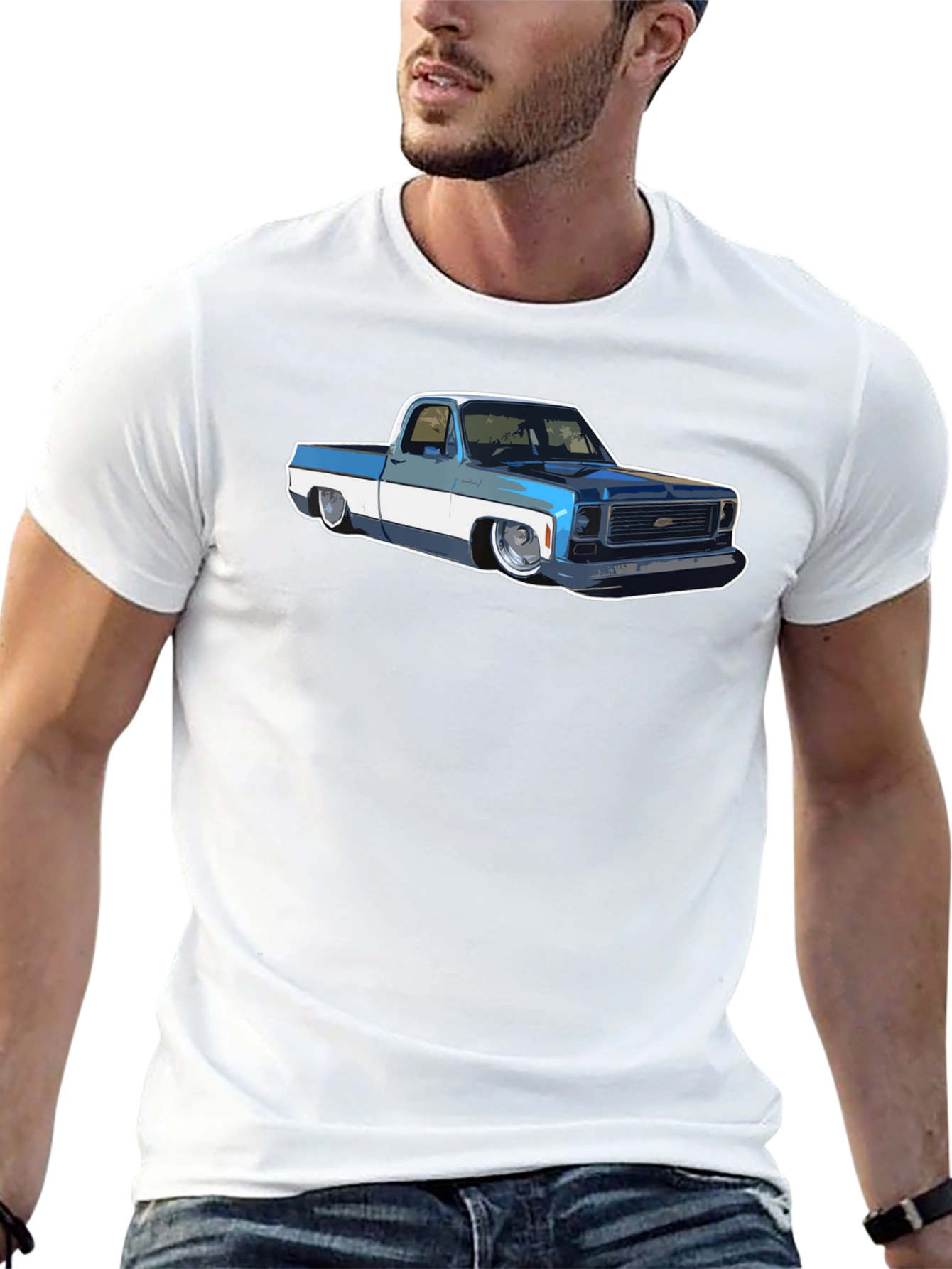 Camiseta Negra con Diseño de Camioneta Clásica