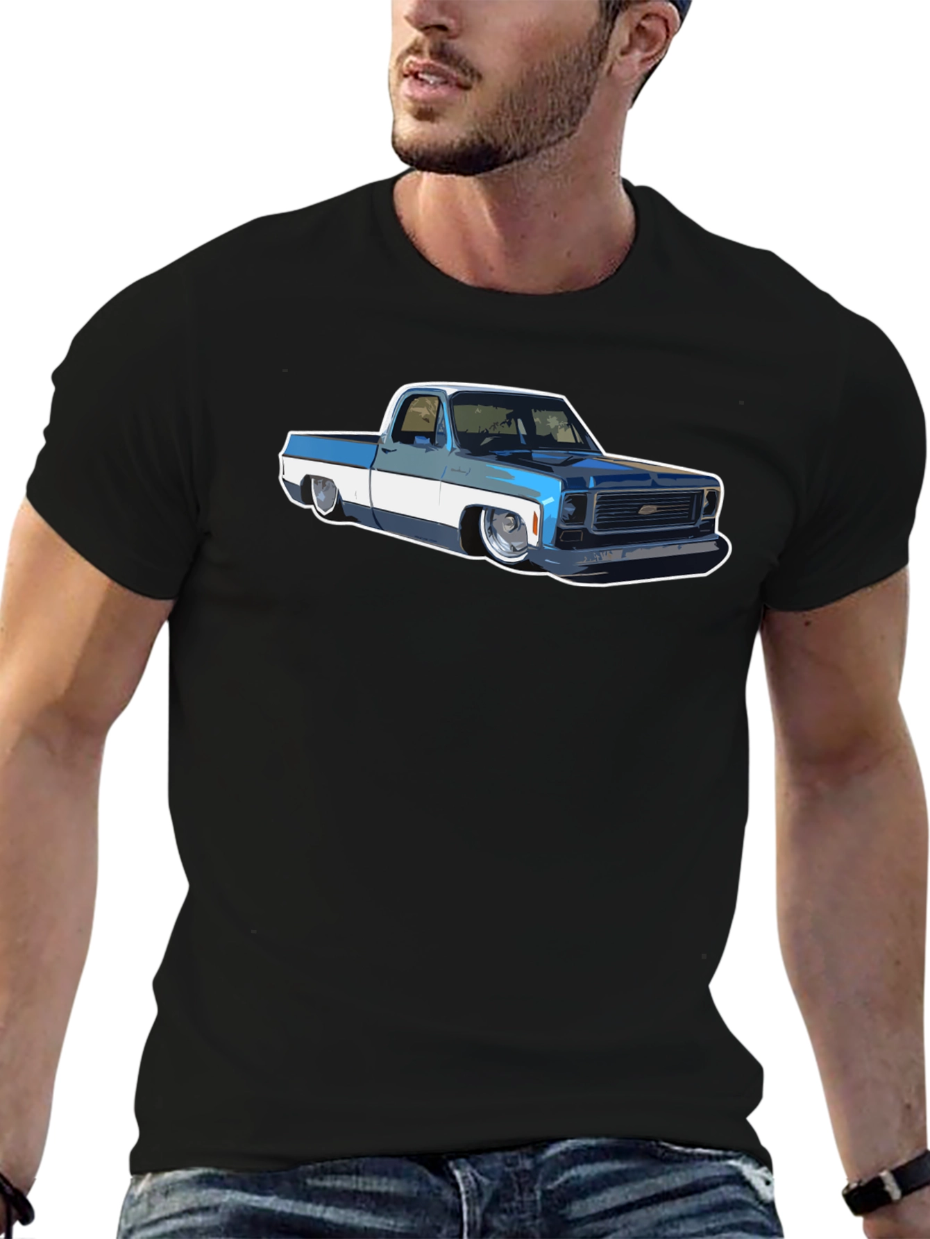 Camiseta Negra con Diseño de Camioneta Clásica