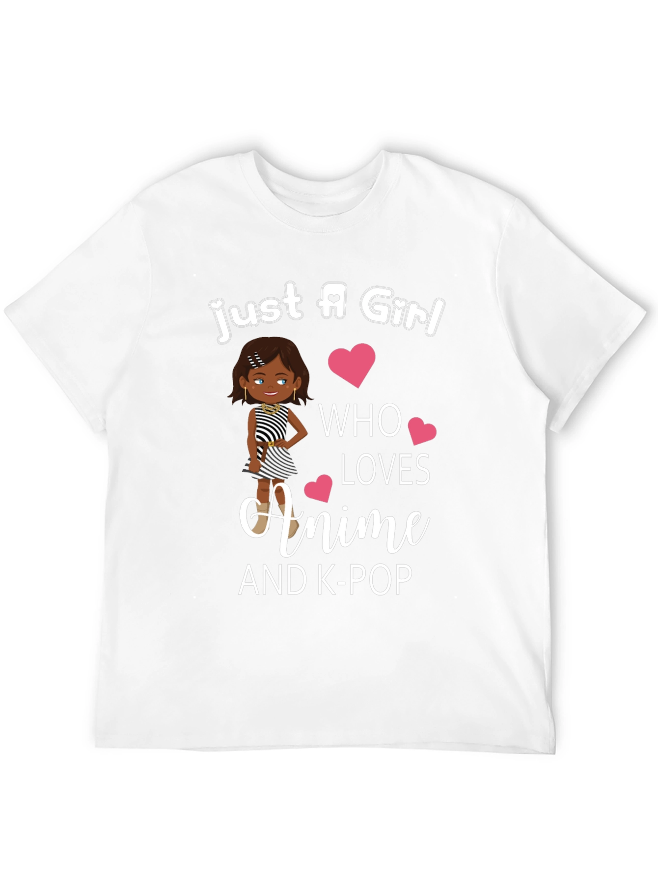 Camiseta Negra con Diseño de Anime y K-Pop para Chicas