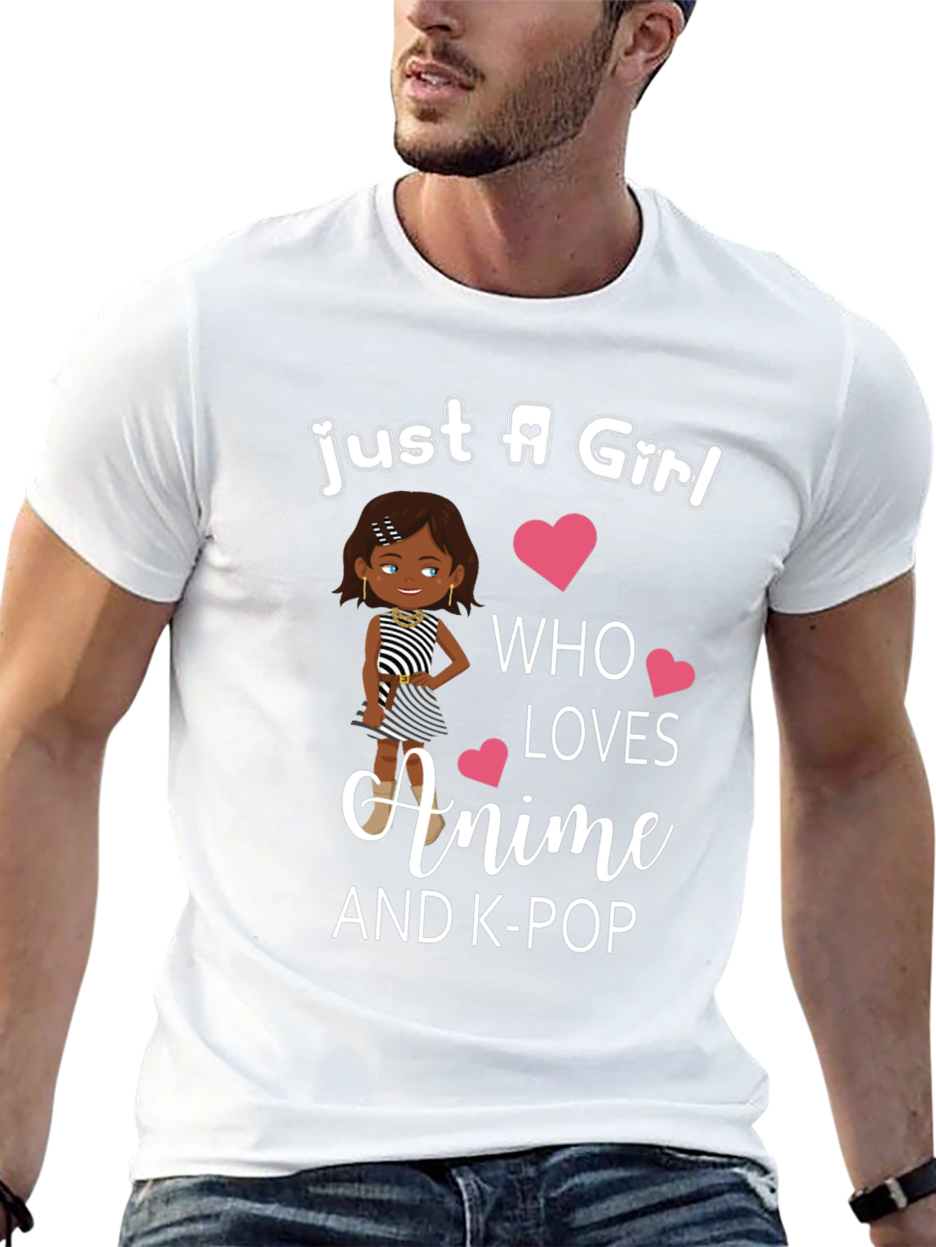 Camiseta Negra con Diseño de Anime y K-Pop para Chicas