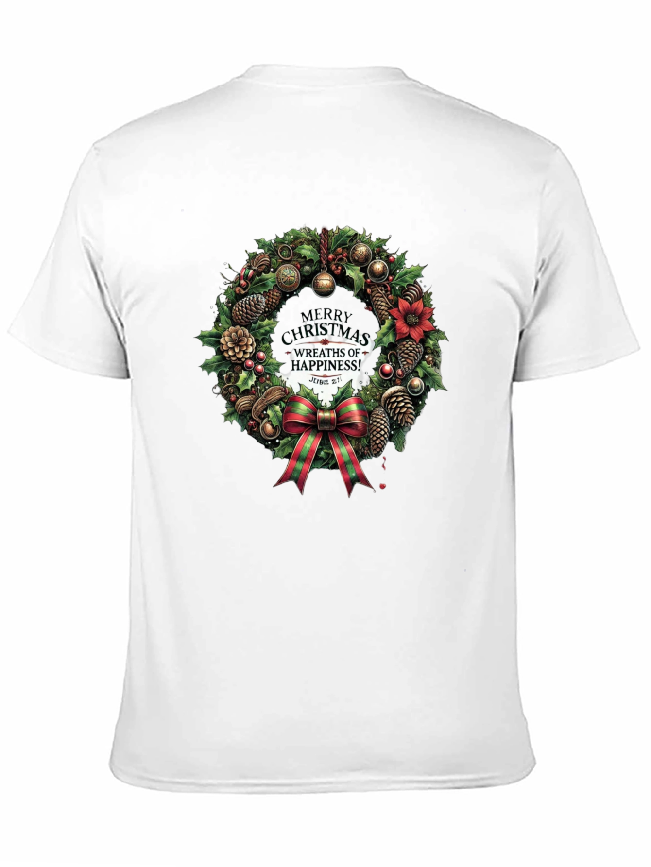 Camiseta Navideña Corona Festiva de Felicidad