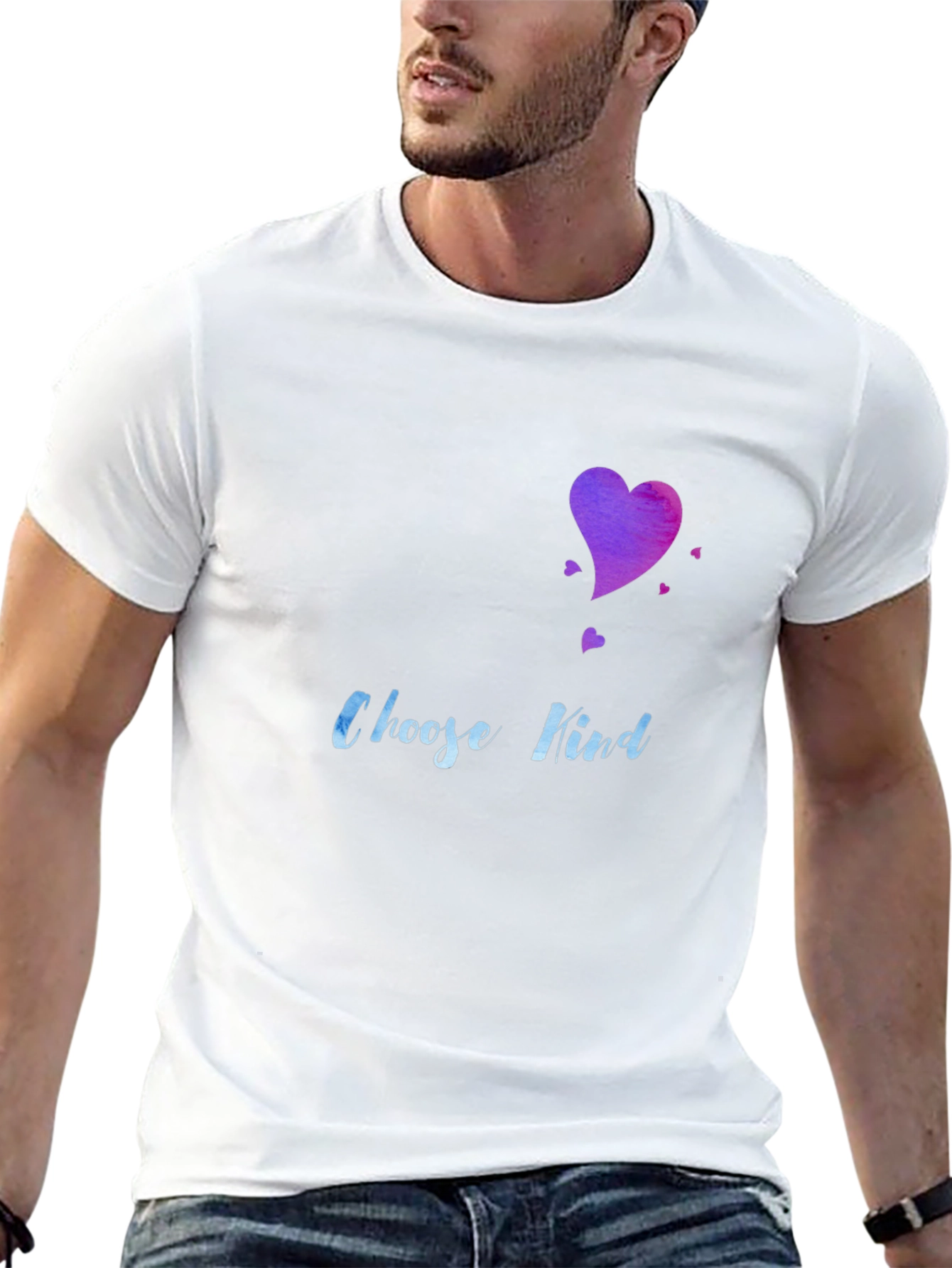 Camiseta Negra Choose Kind Corazón Acuarela