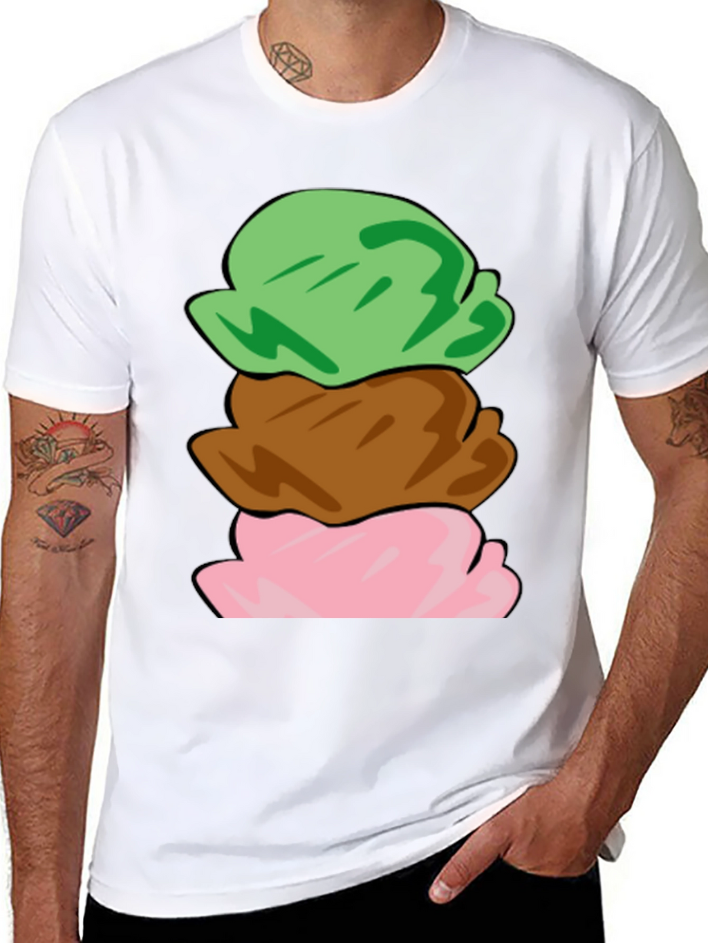Camiseta Helado de Tres Bolas Divertida