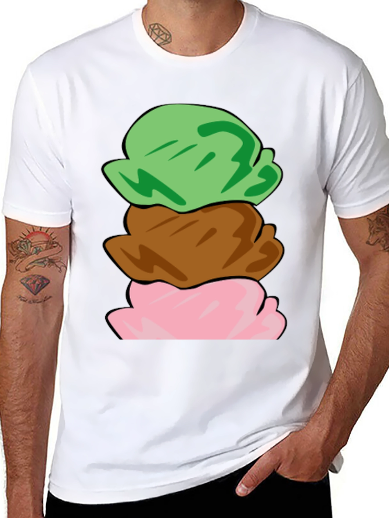 Camiseta Helado de Tres Bolas Divertida