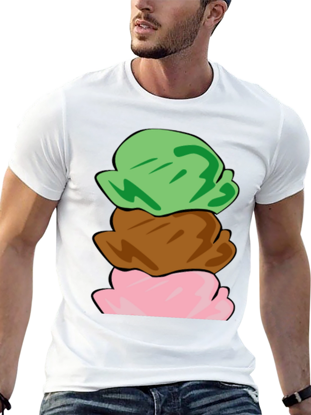 Camiseta Helado de Tres Bolas Divertida