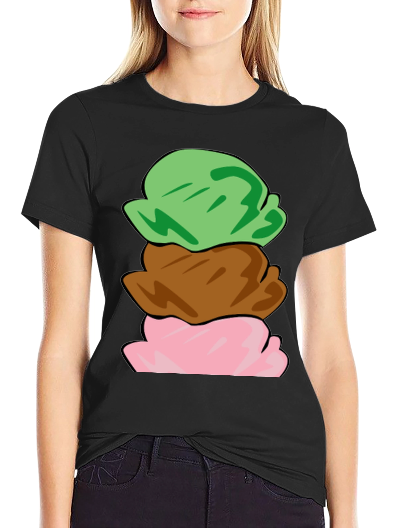 Camiseta Helado de Tres Bolas Divertida