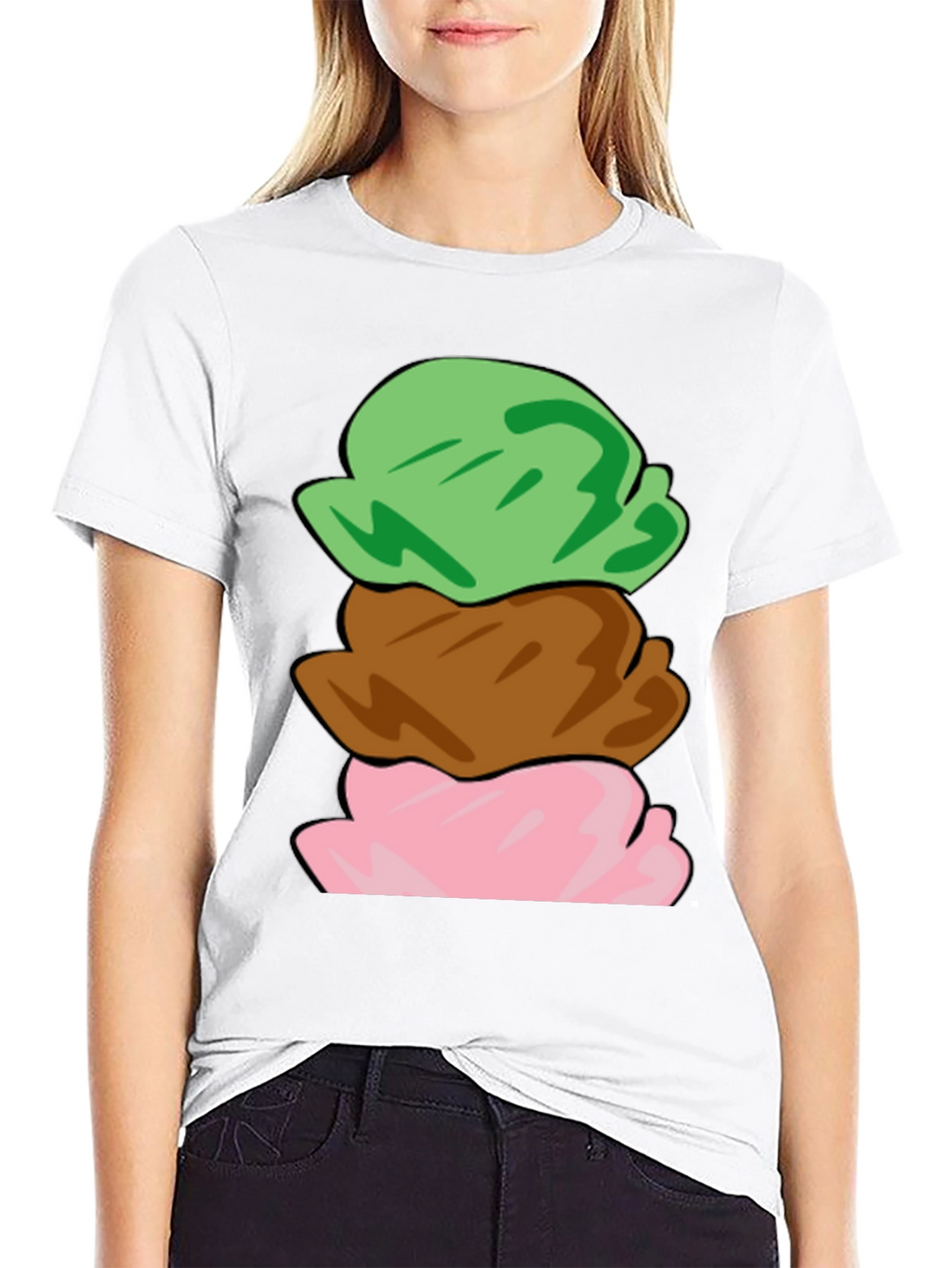 Camiseta Helado de Tres Bolas Divertida