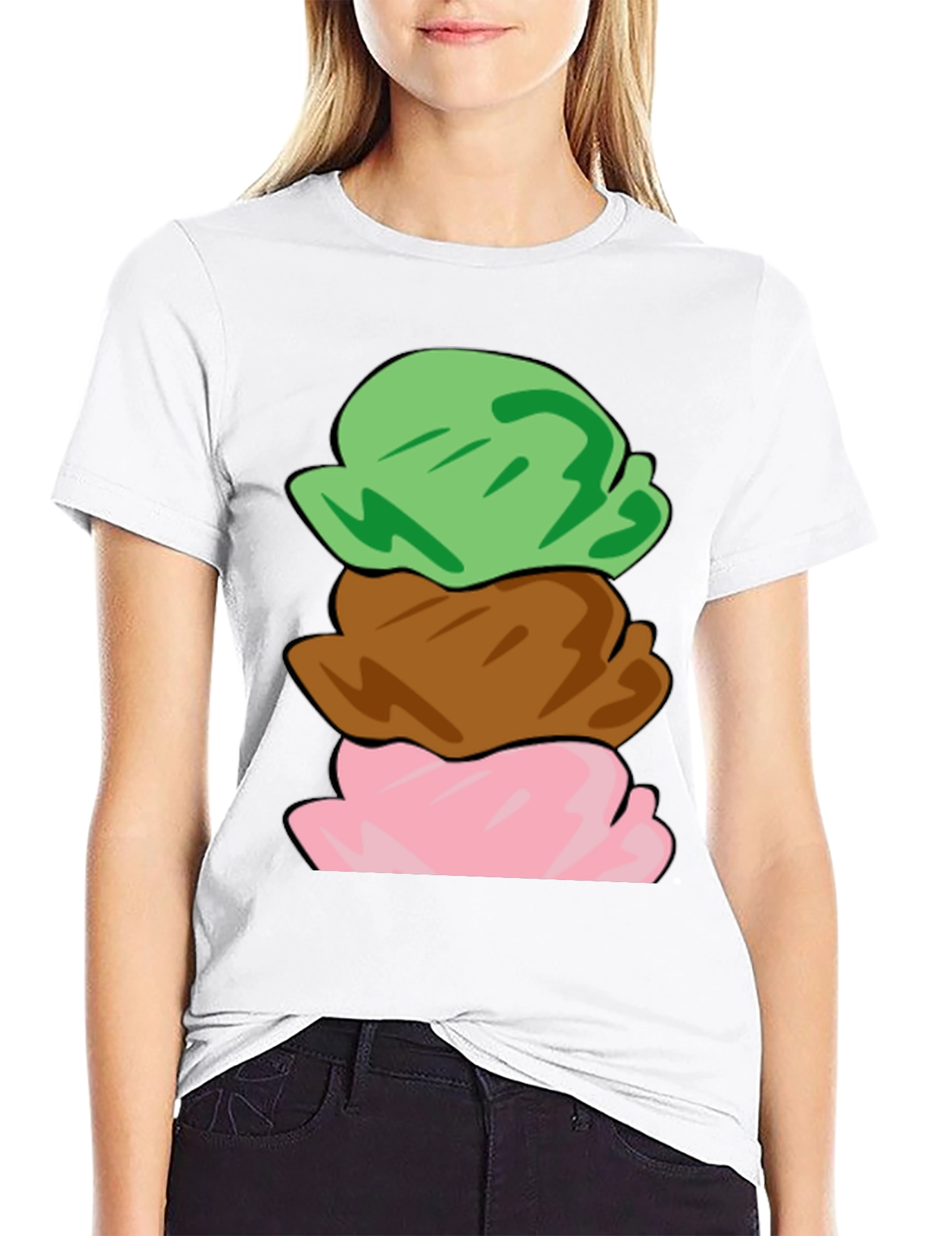 Camiseta Helado de Tres Bolas Divertida