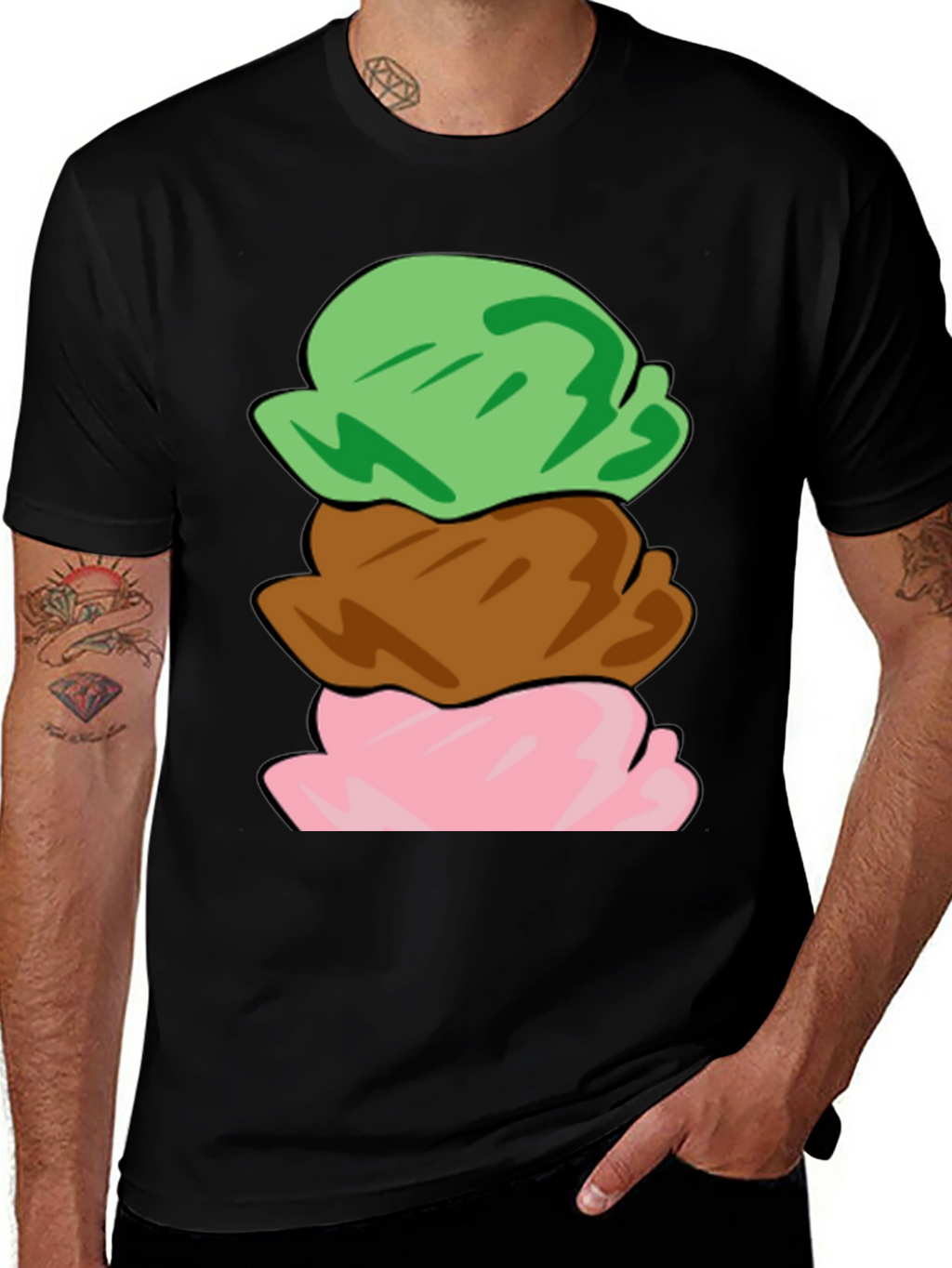 Camiseta Helado de Tres Bolas Divertida