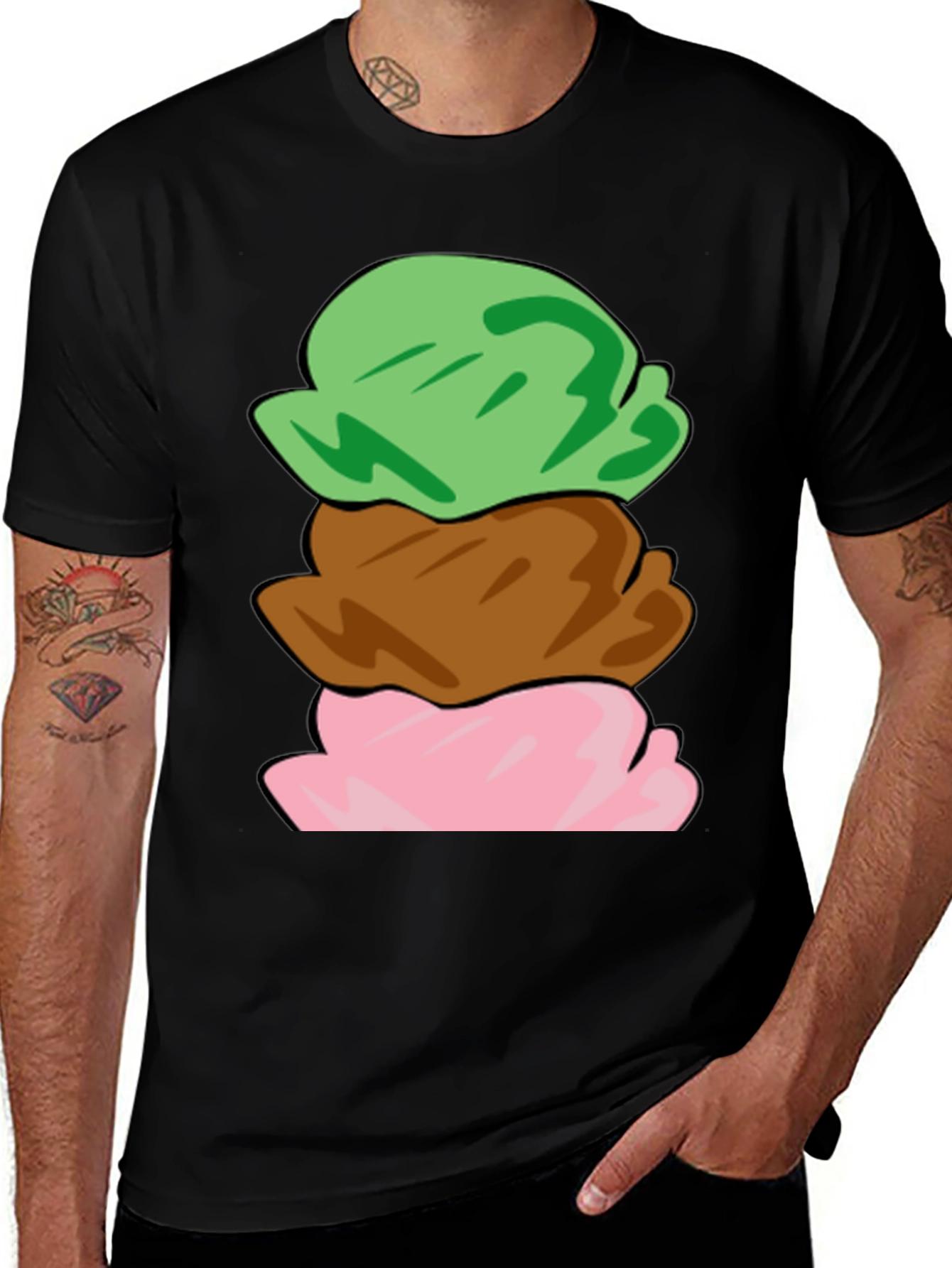 Camiseta Helado de Tres Bolas Divertida