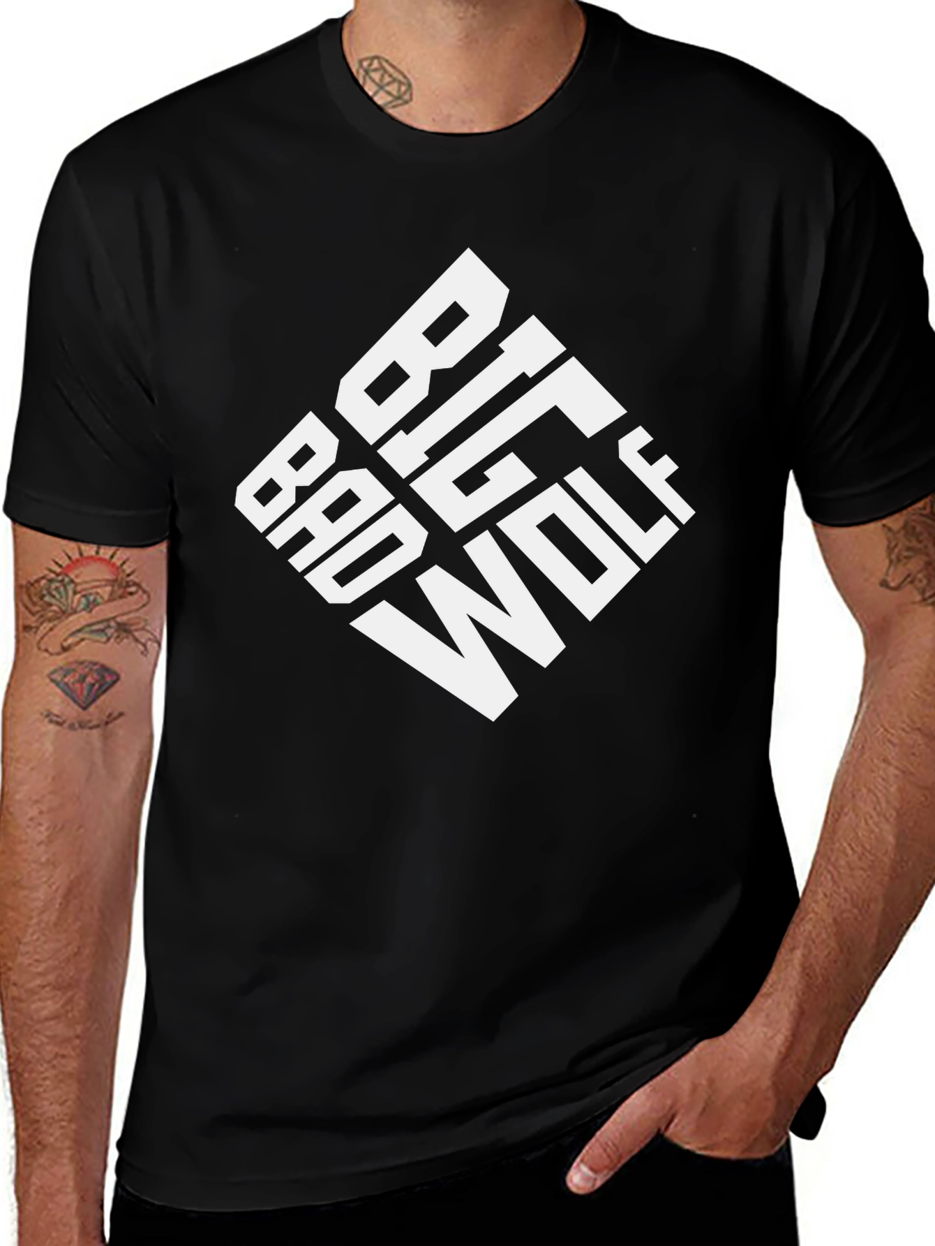Camiseta Hombre Negra - Diseño Big Bad Wolf
