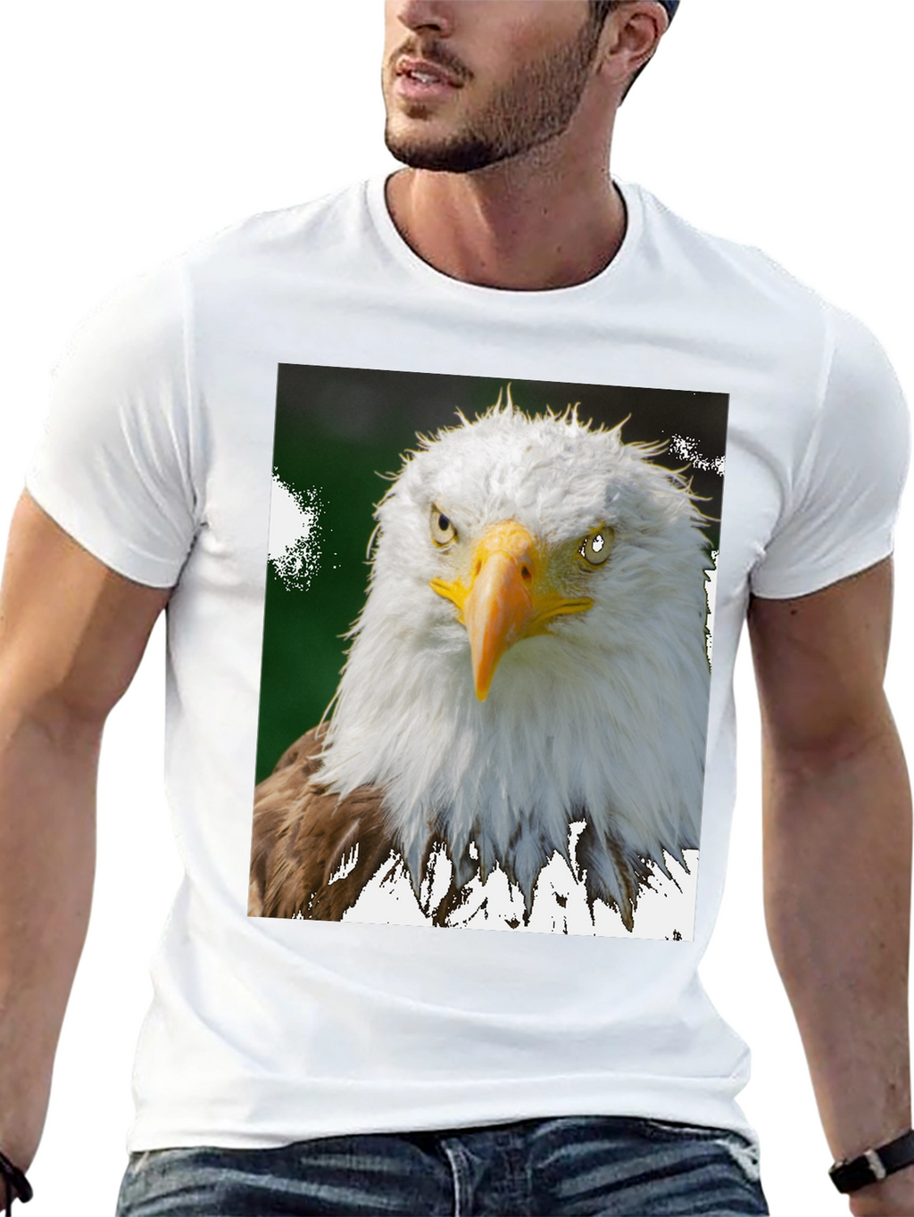 Camiseta Negra con Diseño de Águila Calva