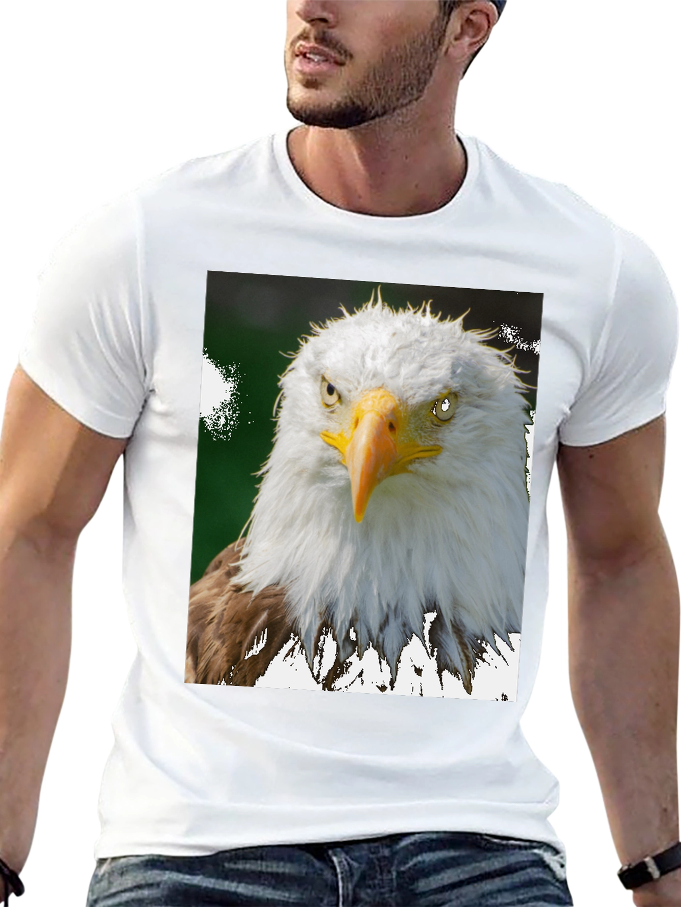 Camiseta Negra con Diseño de Águila Calva