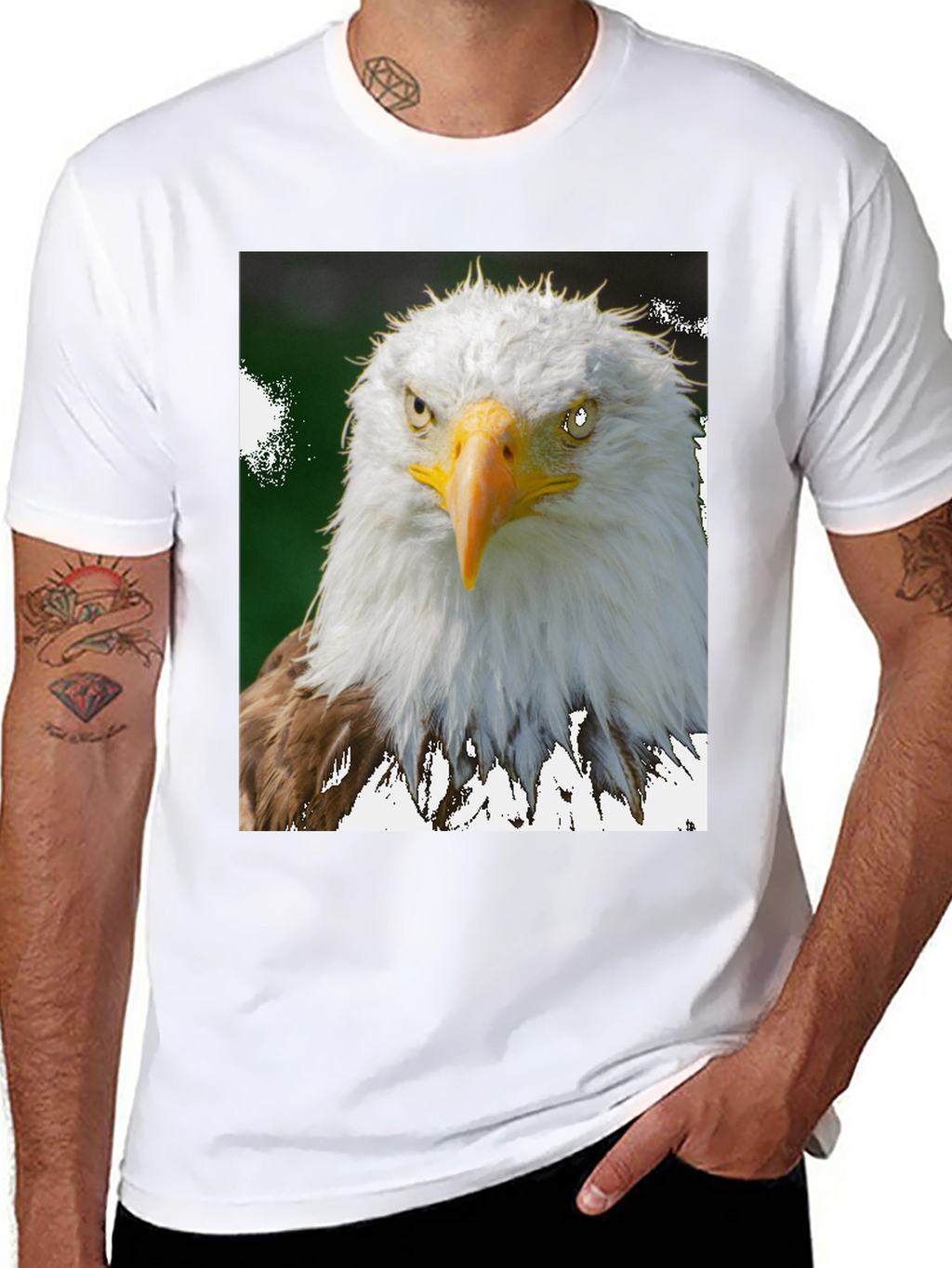 Camiseta Negra con Diseño de Águila Calva