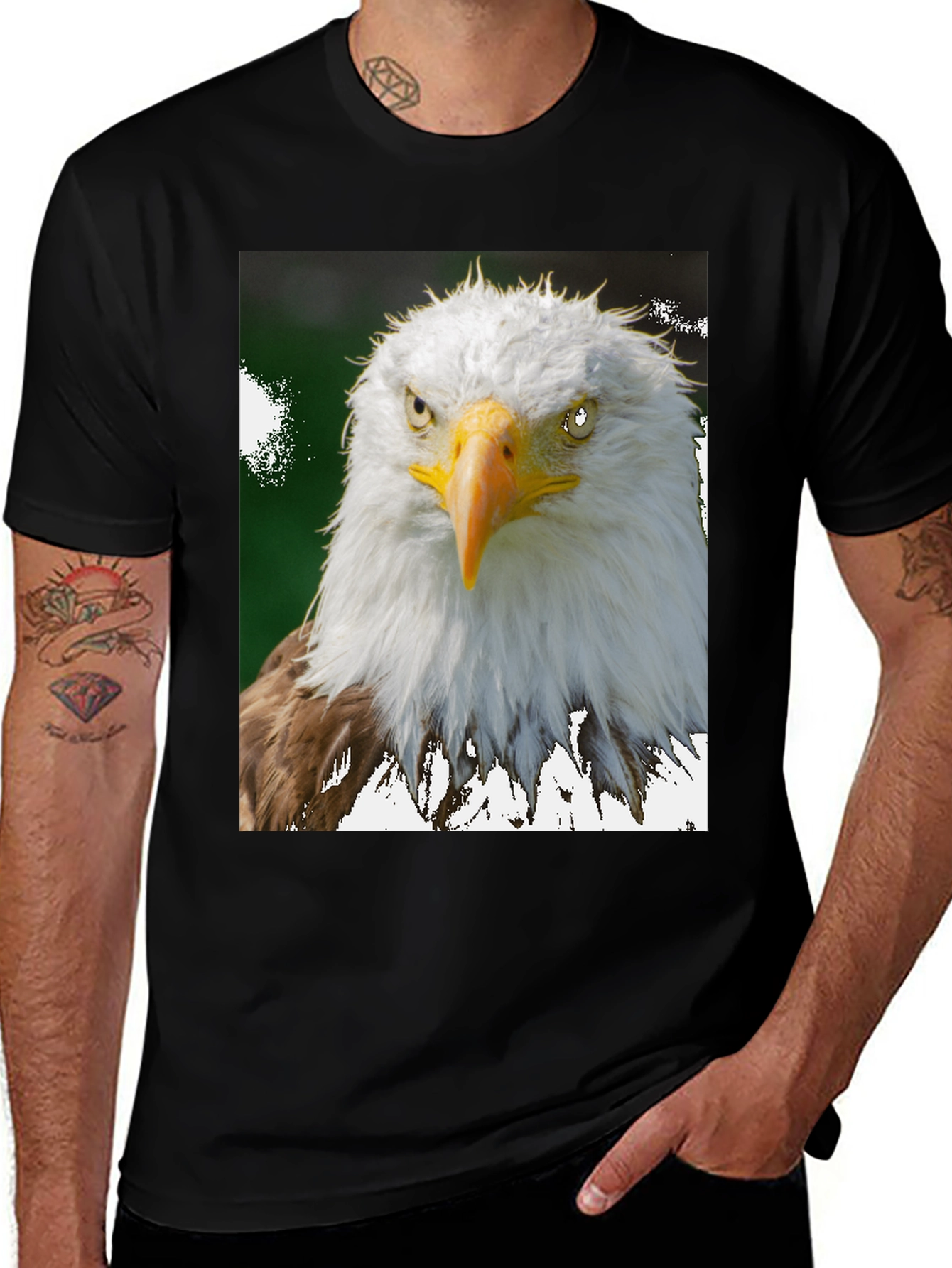 Camiseta Negra con Diseño de Águila Calva