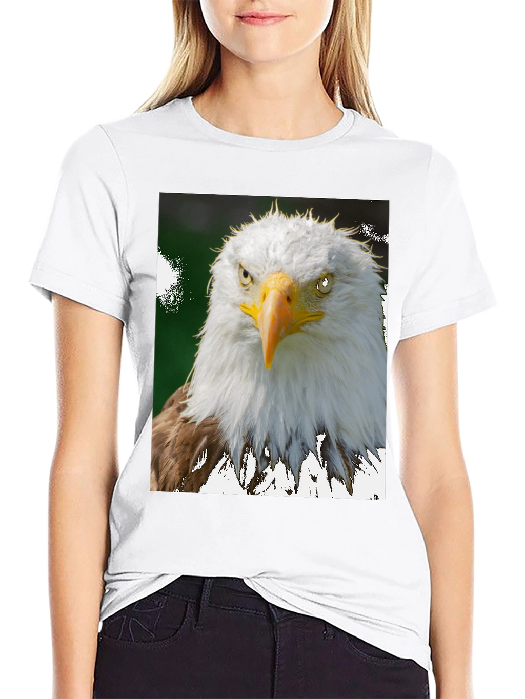 Camiseta Negra con Diseño de Águila Calva