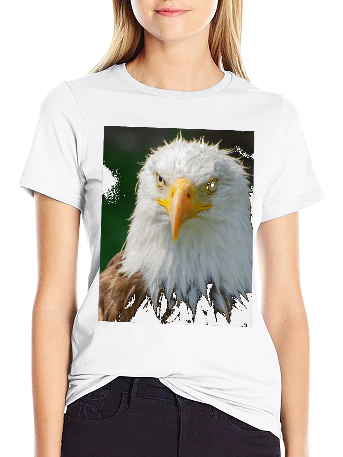 Camiseta Negra con Diseño de Águila Calva