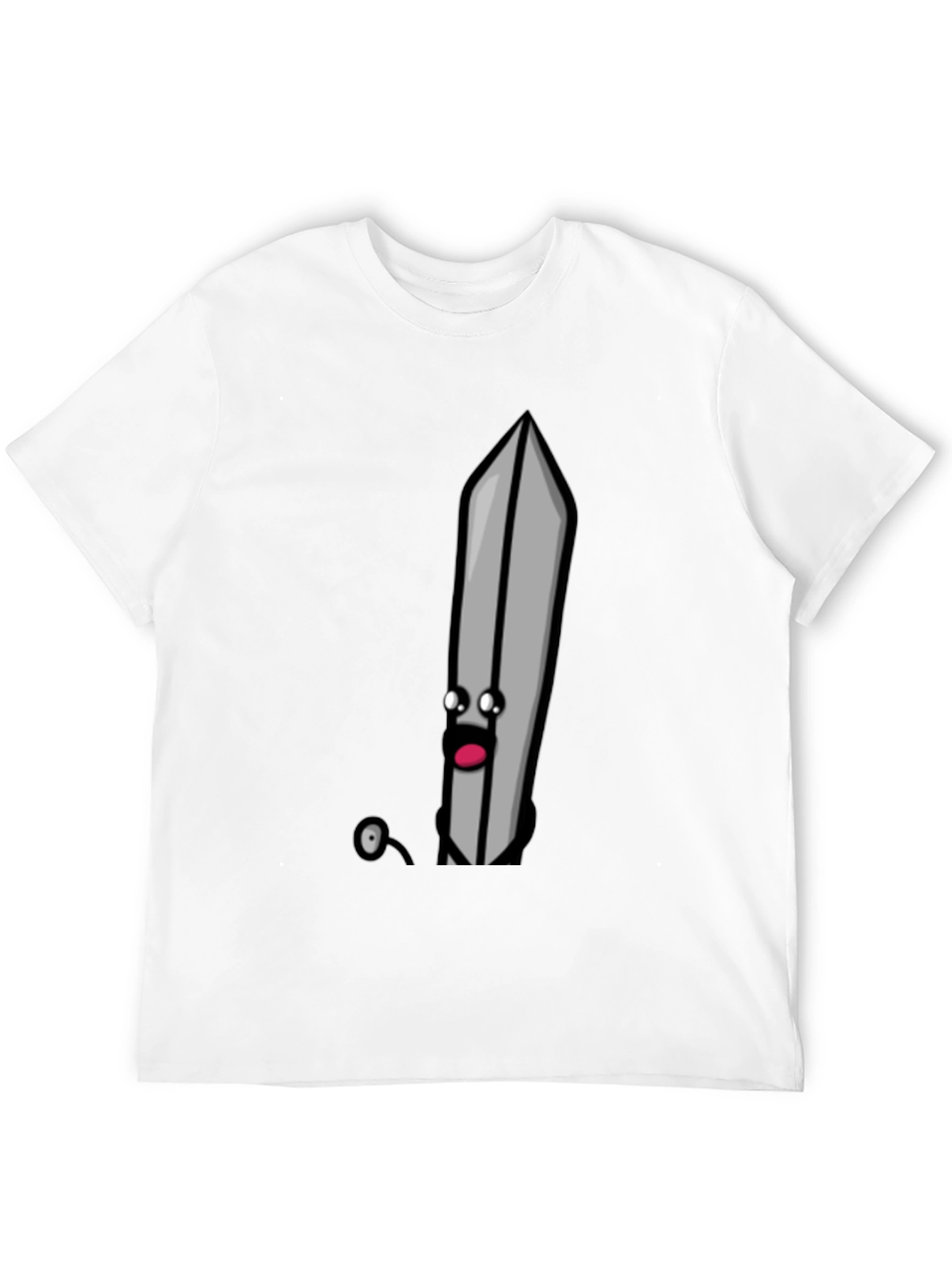 Camiseta Negra con Diseño de Espada Sorprendida