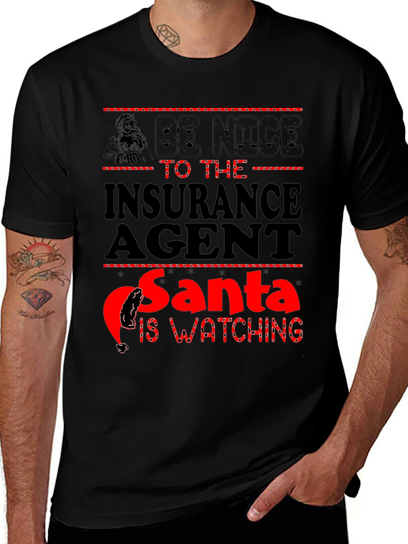 Camiseta de Agente de Seguros - Santa te Vigila